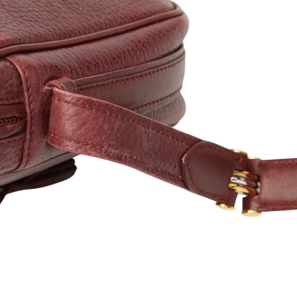 Cartier Bordeaux Wine Red Leather Shoulder Bag (Pre-Owned)