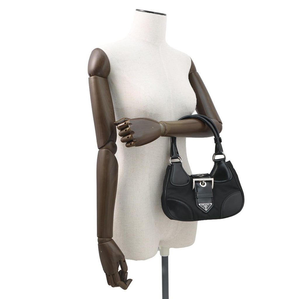 Prada Black Leather Nylon Handbag (Pre-Owned)