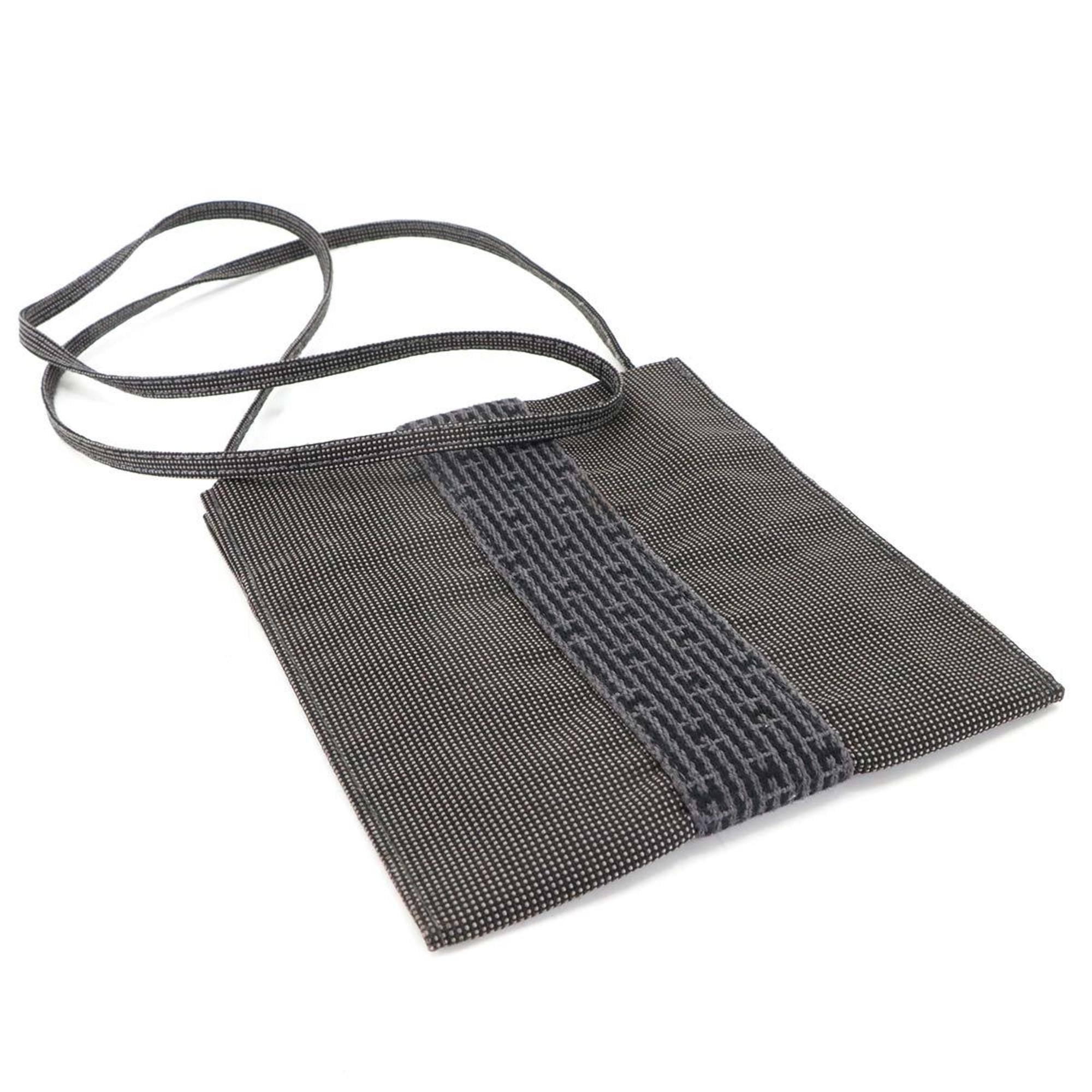 Hermes Gray Canvas Pochette Shoulder Bag (Pre-Owned)