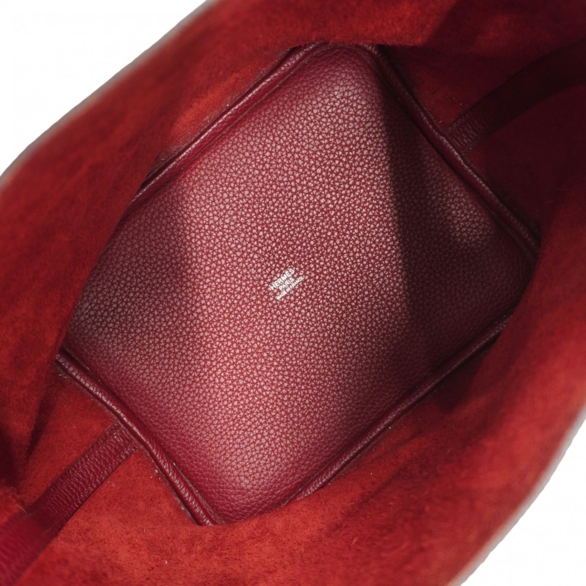Hermes Rouge H Taurillon Clemence Leather Handbag (Pre-Owned)