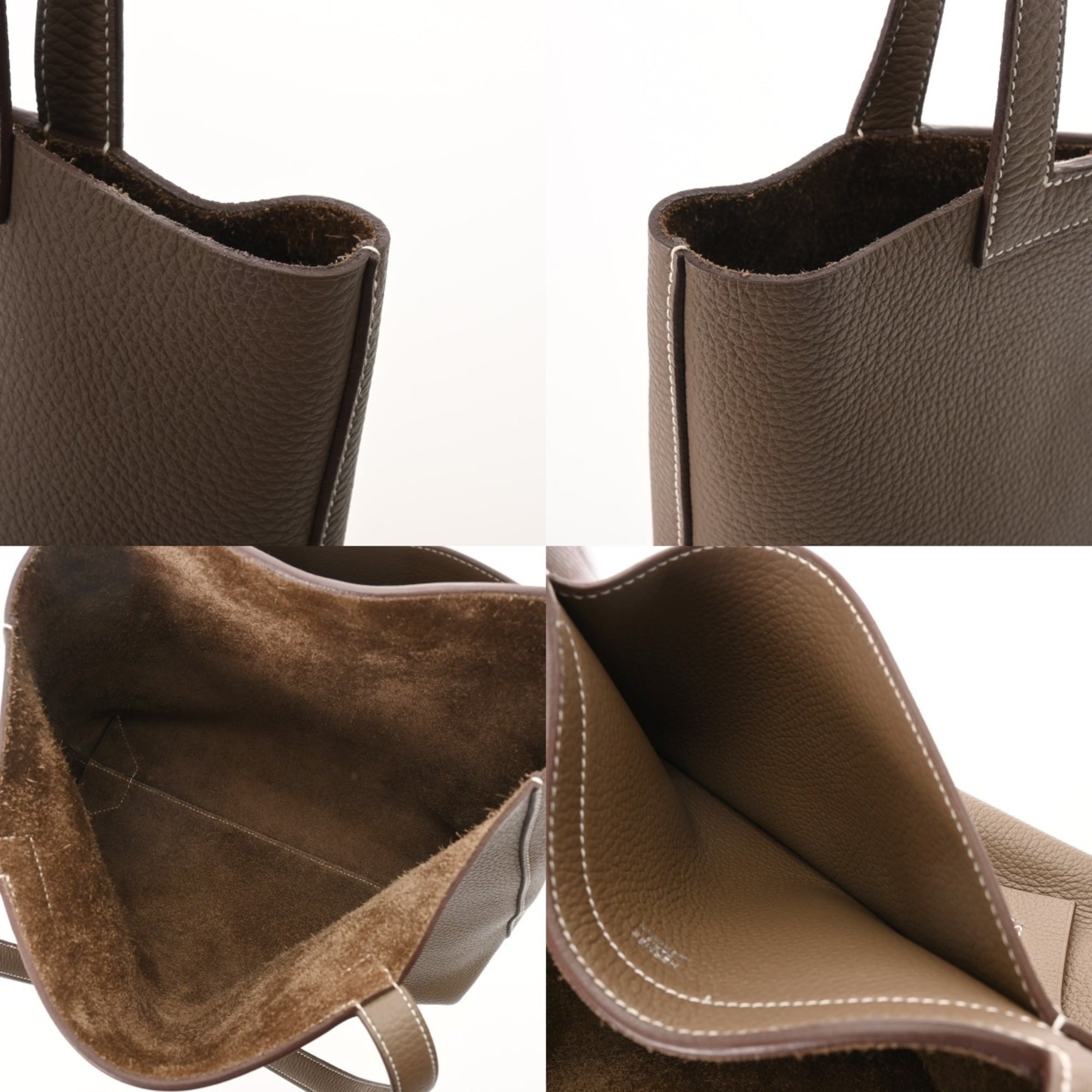 Hermes Etoupe Gray Taurillon Clemence Leather Tote Bag (Pre-Owned)