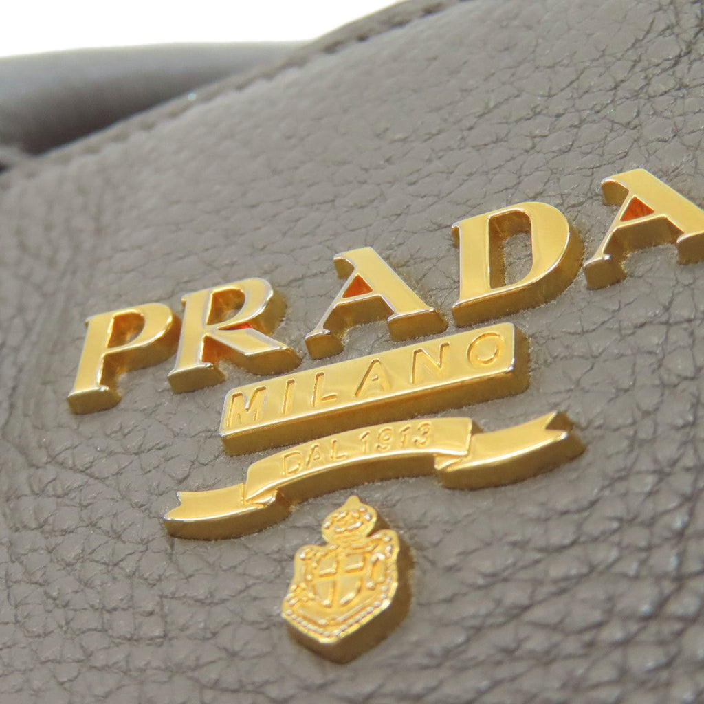 Prada Gray Leather Tote Bag (Pre-Owned)