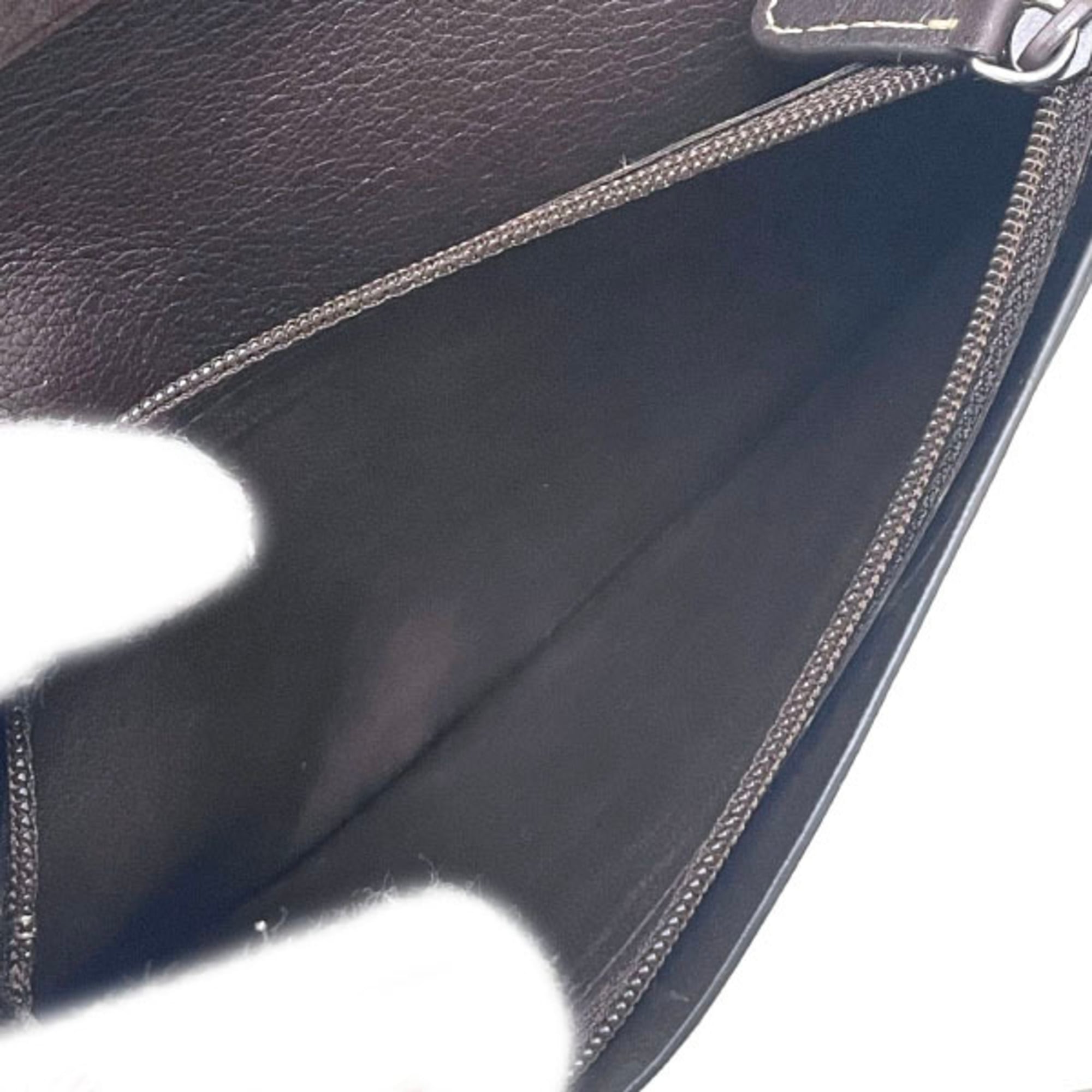 Cartier Dark Brown Leather Long Wallet (Bi-Fold) (Pre-Owned)
