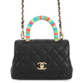 Chanel Matelasse Black Leather Handbag (Pre-Owned)