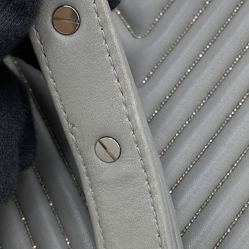 Chanel Boy Chanel Gray Beads Leather Shoulder Bag (Pre-Owned)