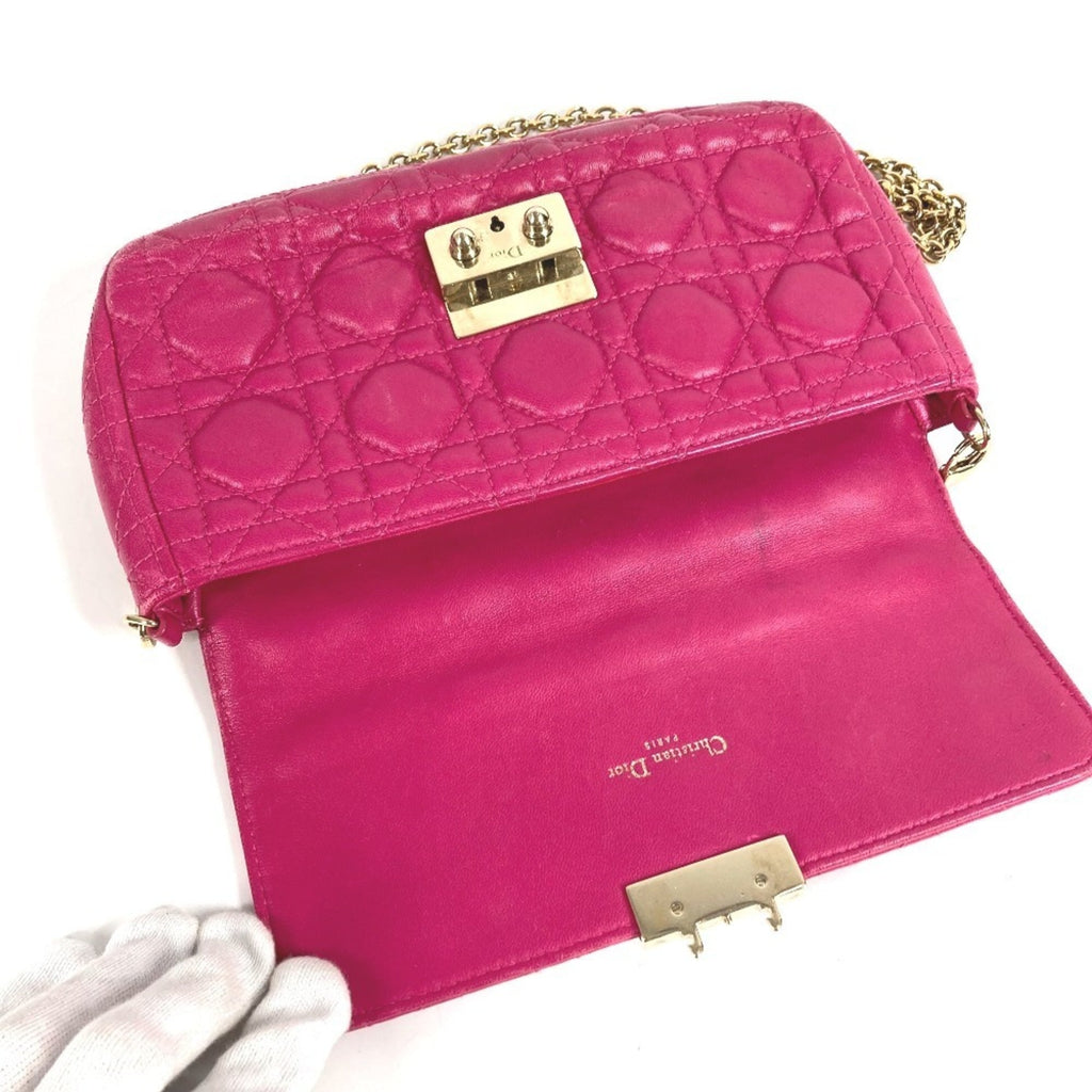 Christian Dior Pink Leather Clutch Bag Shoulder Bag (Pre-Owned)