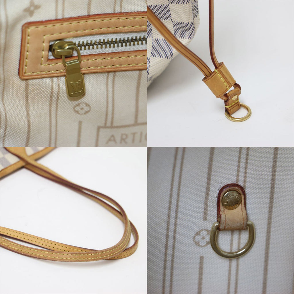 Louis Vuitton White Damier Azur Handbag Tote Bag (Pre-Owned)