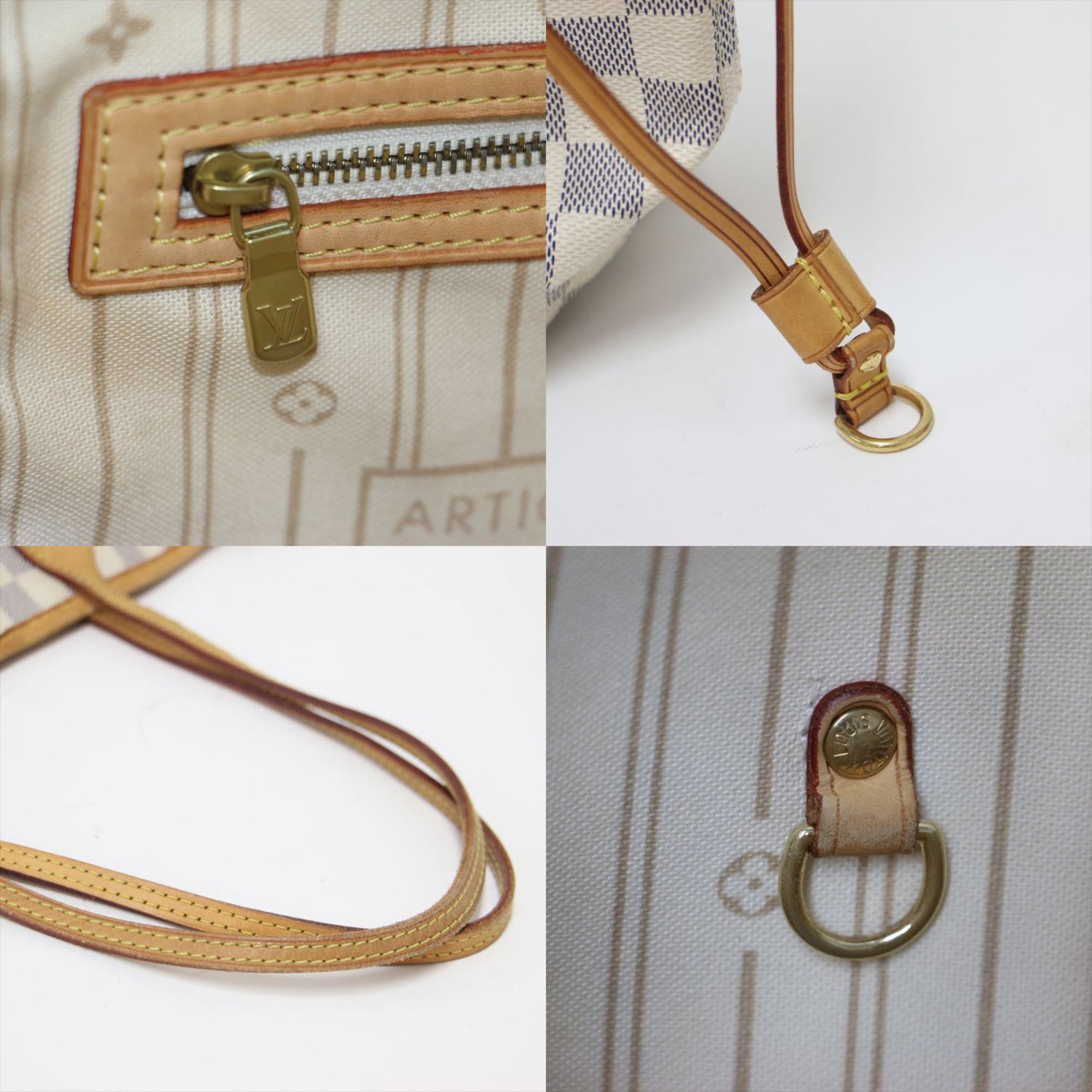 Louis Vuitton White Damier Azur Handbag Tote Bag (Pre-Owned)