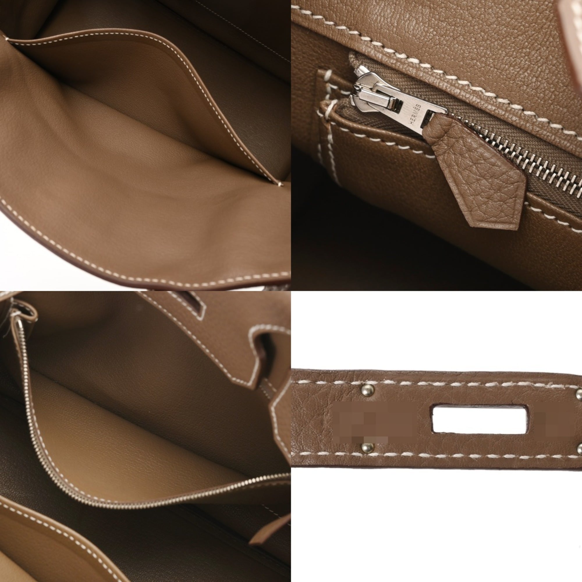 Hermes Etoupe Gray Taurillon Clemence Leather Handbag (Pre-Owned)