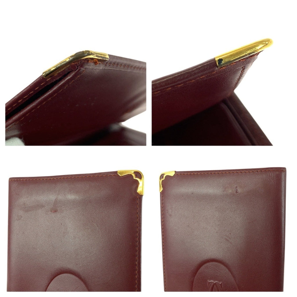 Cartier Wine Red Leather Long Wallet (Bi-Fold) (Pre-Owned)