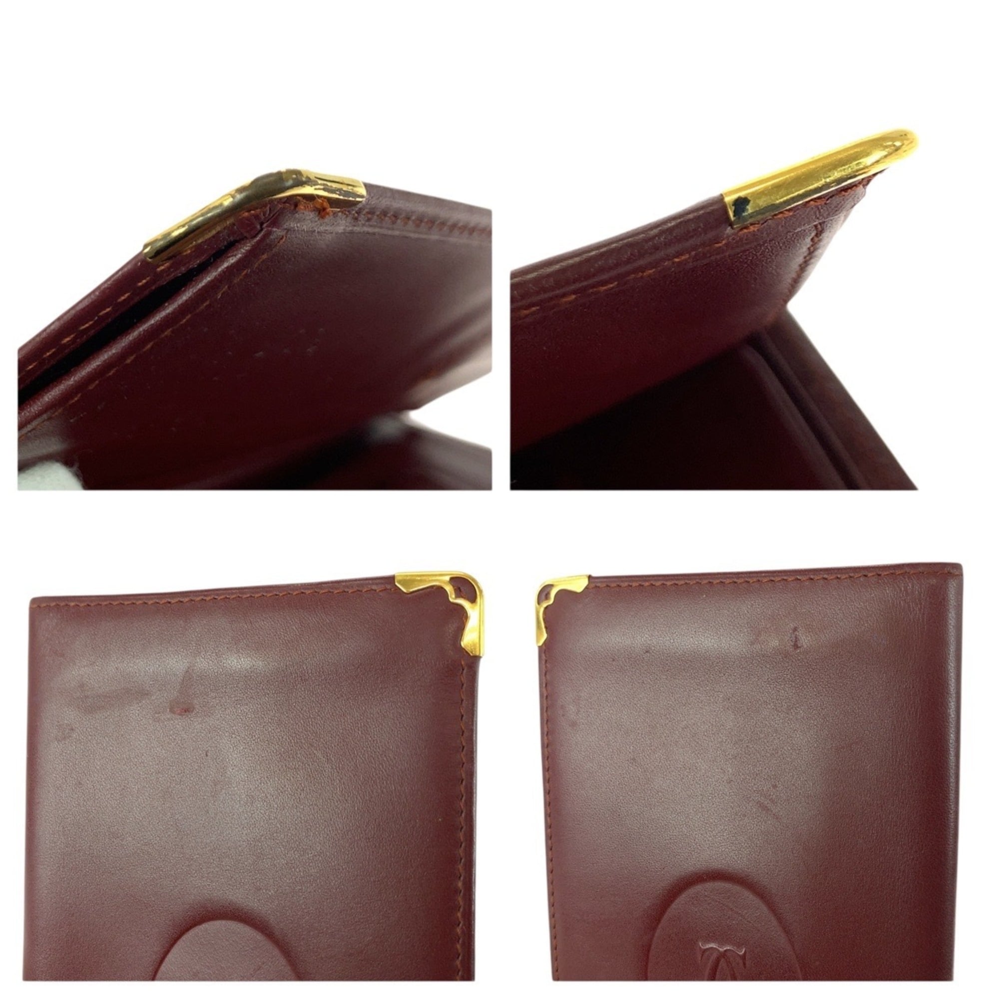 Cartier Wine Red Leather Long Wallet (Bi-Fold) (Pre-Owned)