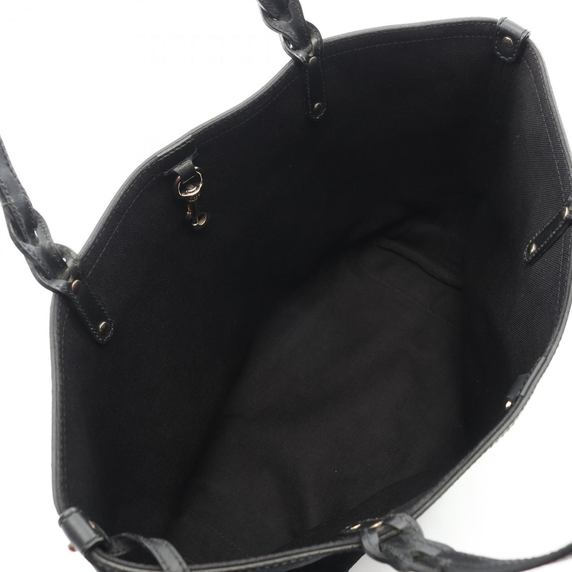 Gucci Black Canvas Leather Tote Bag (Pre-Owned)