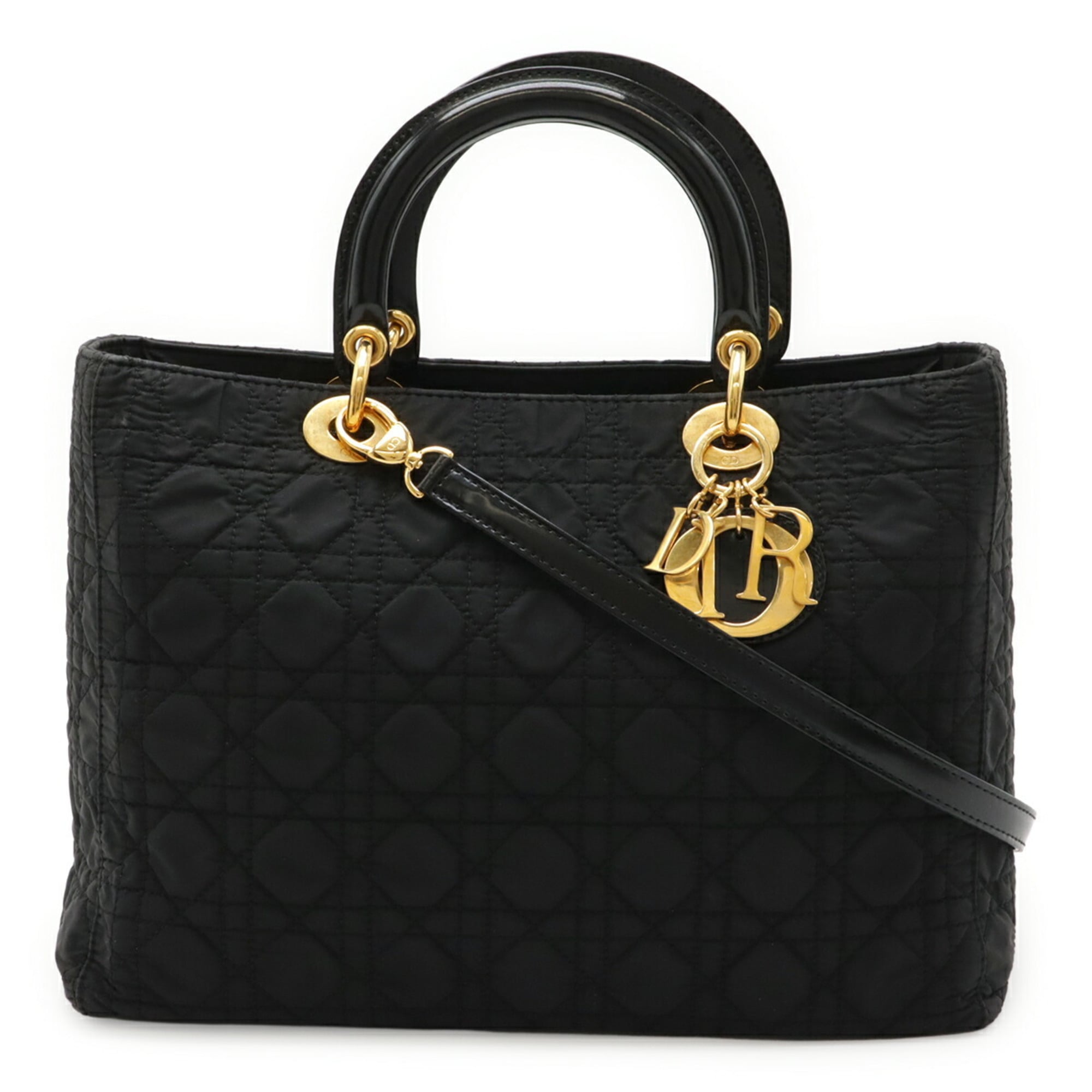 Christian Dior Lady Dior Black Nylon Handbag Tote Bag (Pre-Owned)