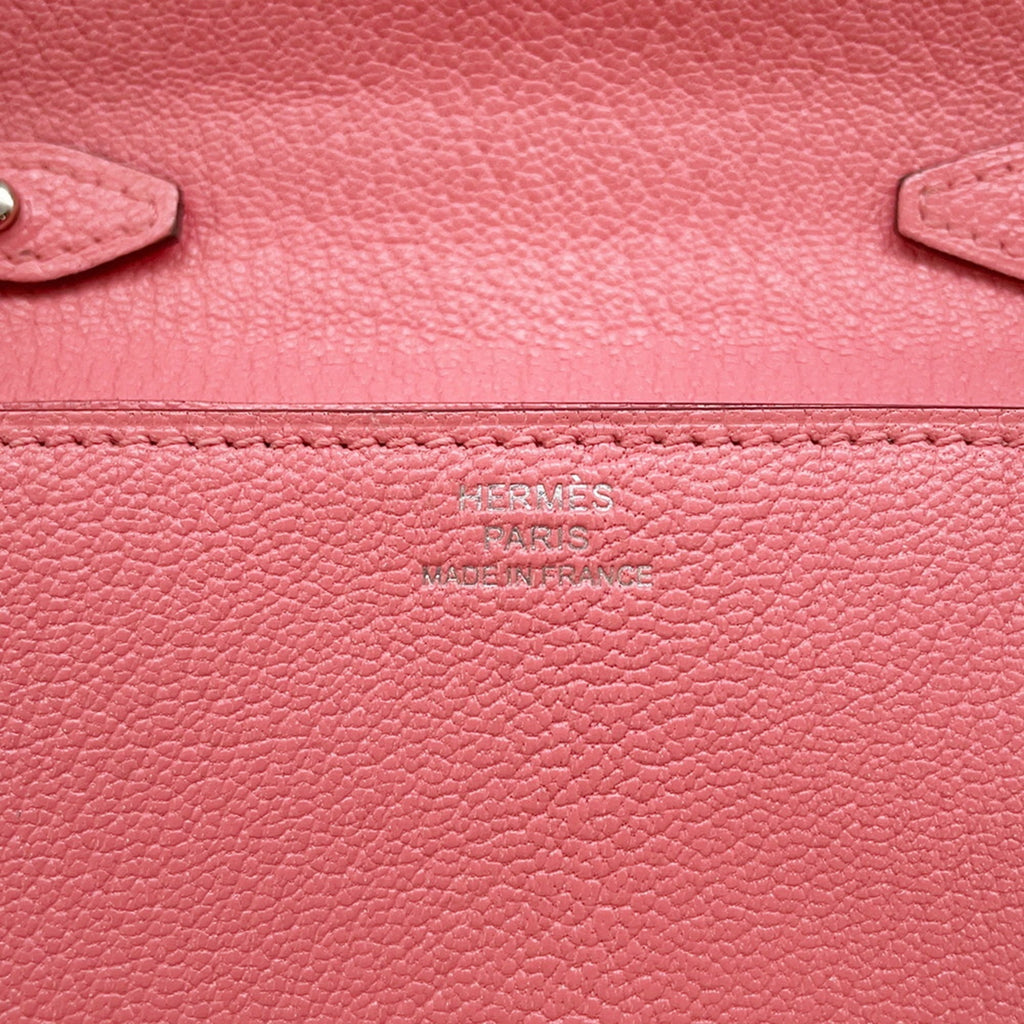 Hermes Rose Azalee Chevre Myzore Leather Chain/Shoulder Wallet (Pre-Owned)