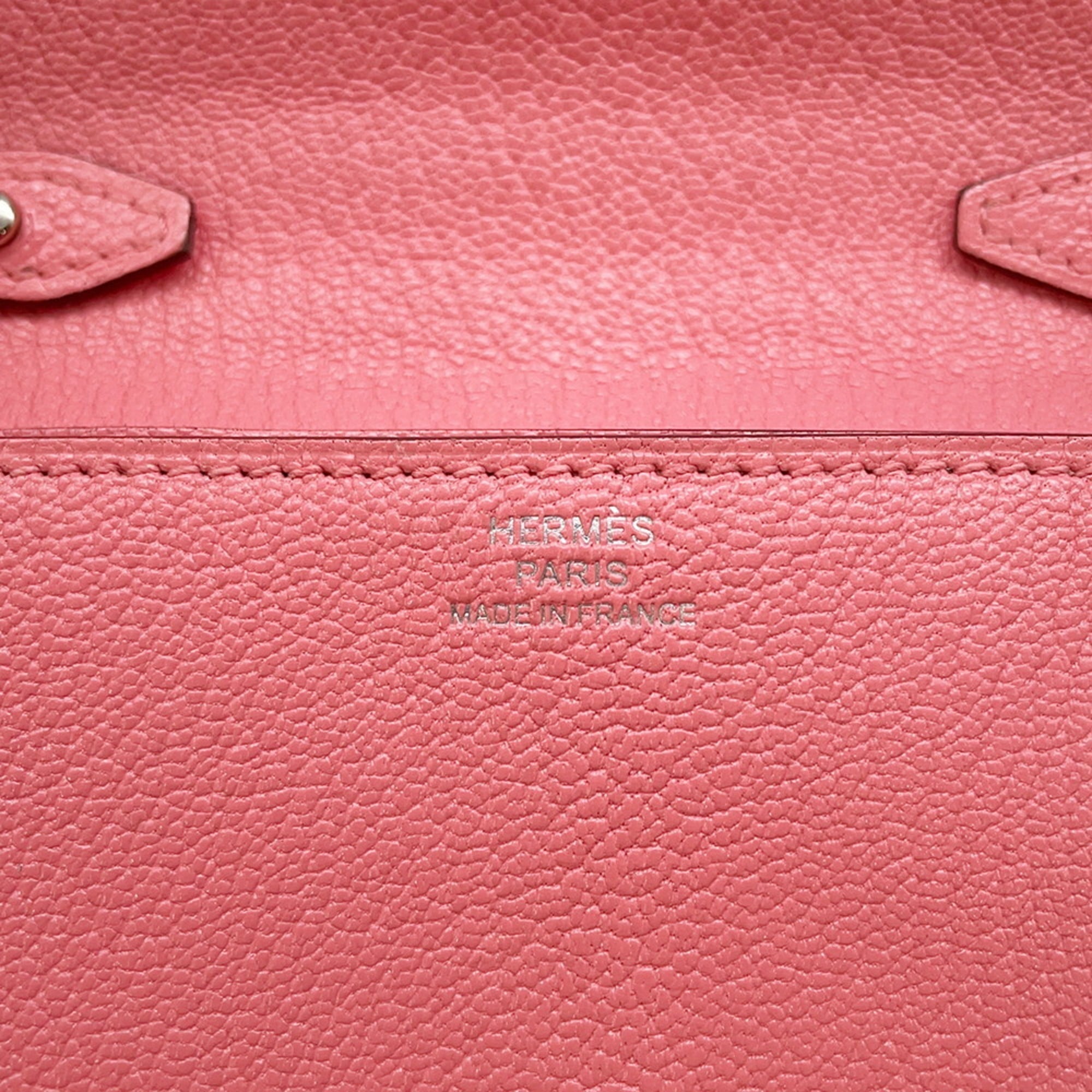 Hermes Rose Azalee Chevre Myzore Leather Chain/Shoulder Wallet (Pre-Owned)