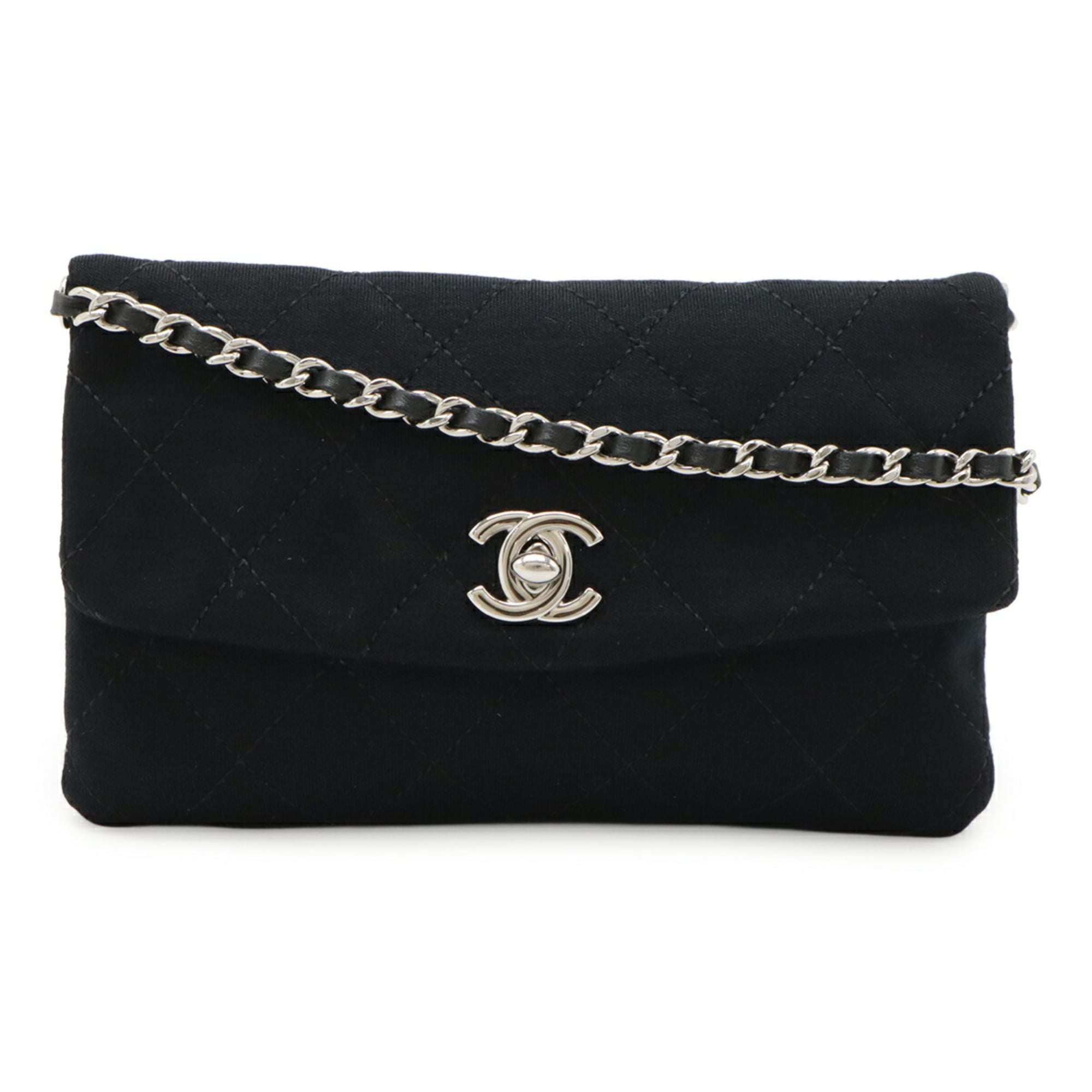 Chanel Black Cotton Pochette Shoulder Bag (Pre-Owned)