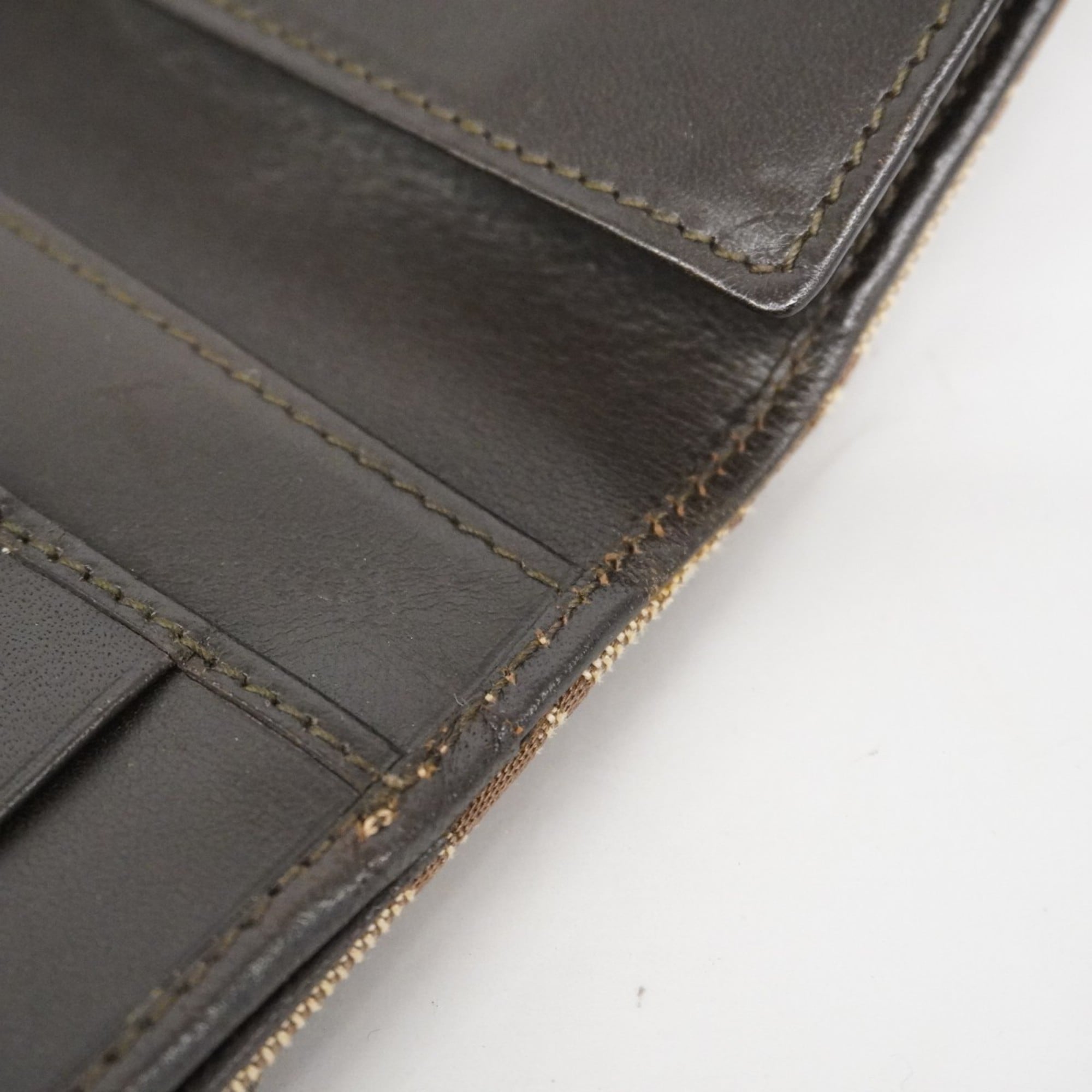 Gucci Brown Canvas Long Wallet (Bi-Fold) (Pre-Owned)