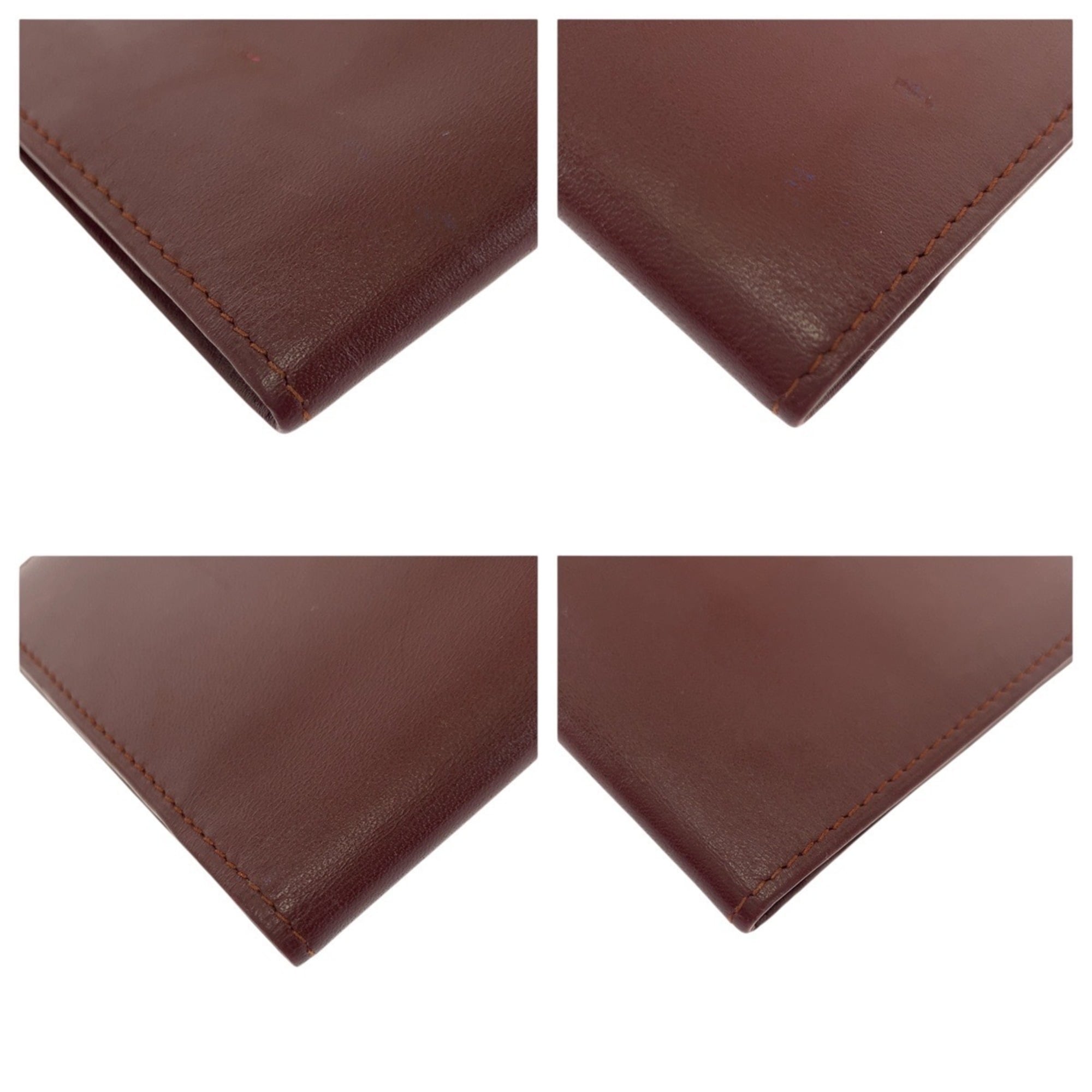 Cartier Wine Red Leather Long Wallet (Bi-Fold) (Pre-Owned)