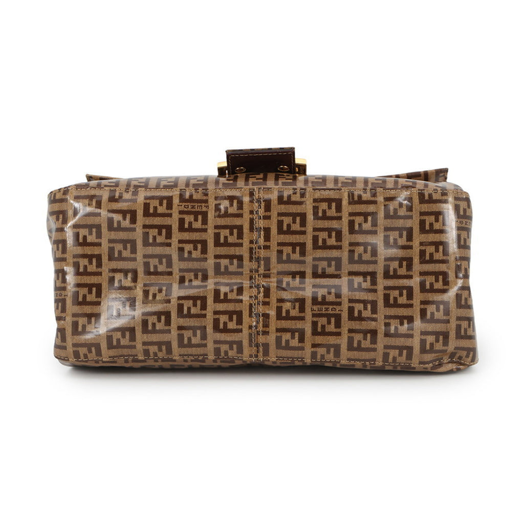 Fendi Zucchino Brown Patent Leather Handbag (Pre-Owned)