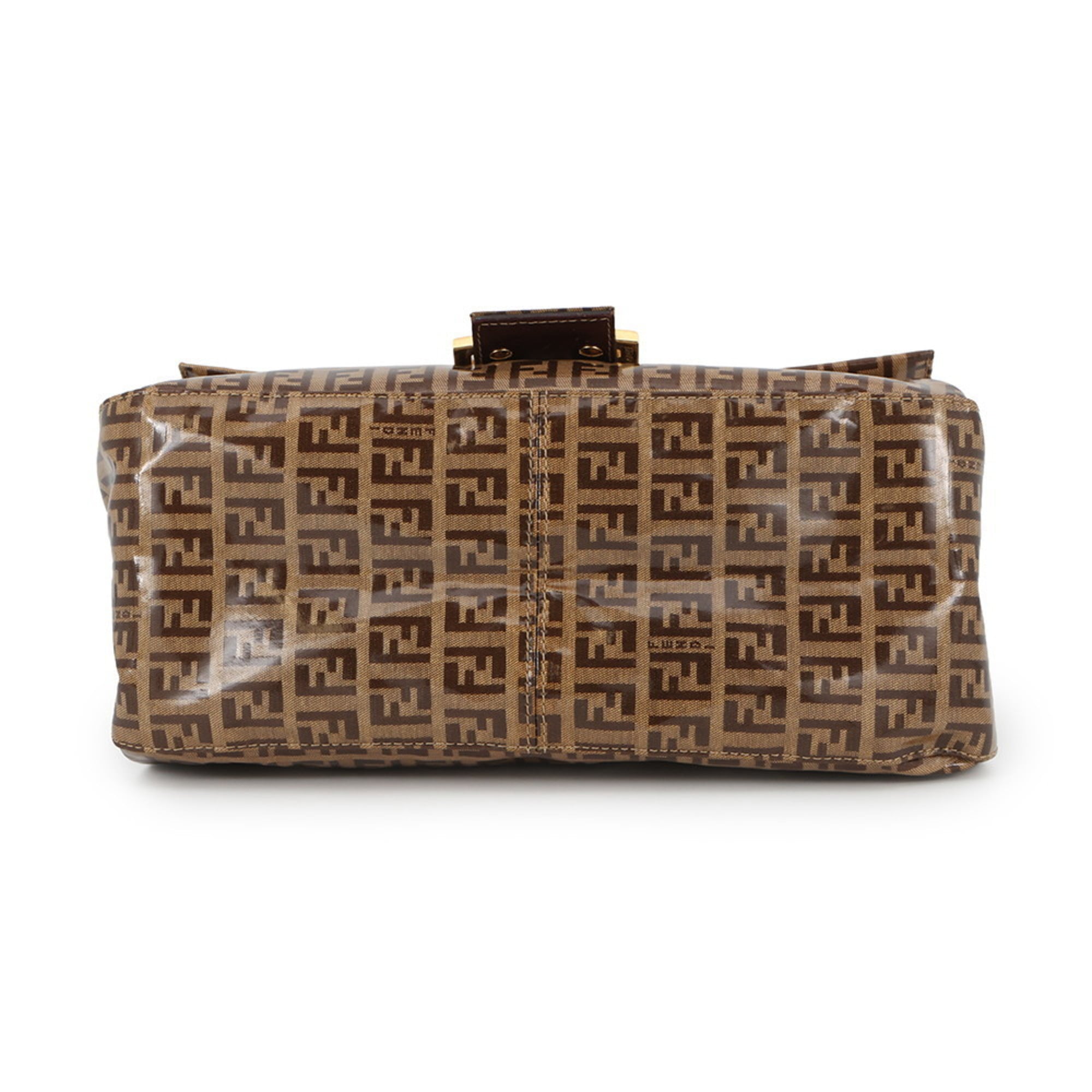 Fendi Zucchino Brown Patent Leather Handbag (Pre-Owned)
