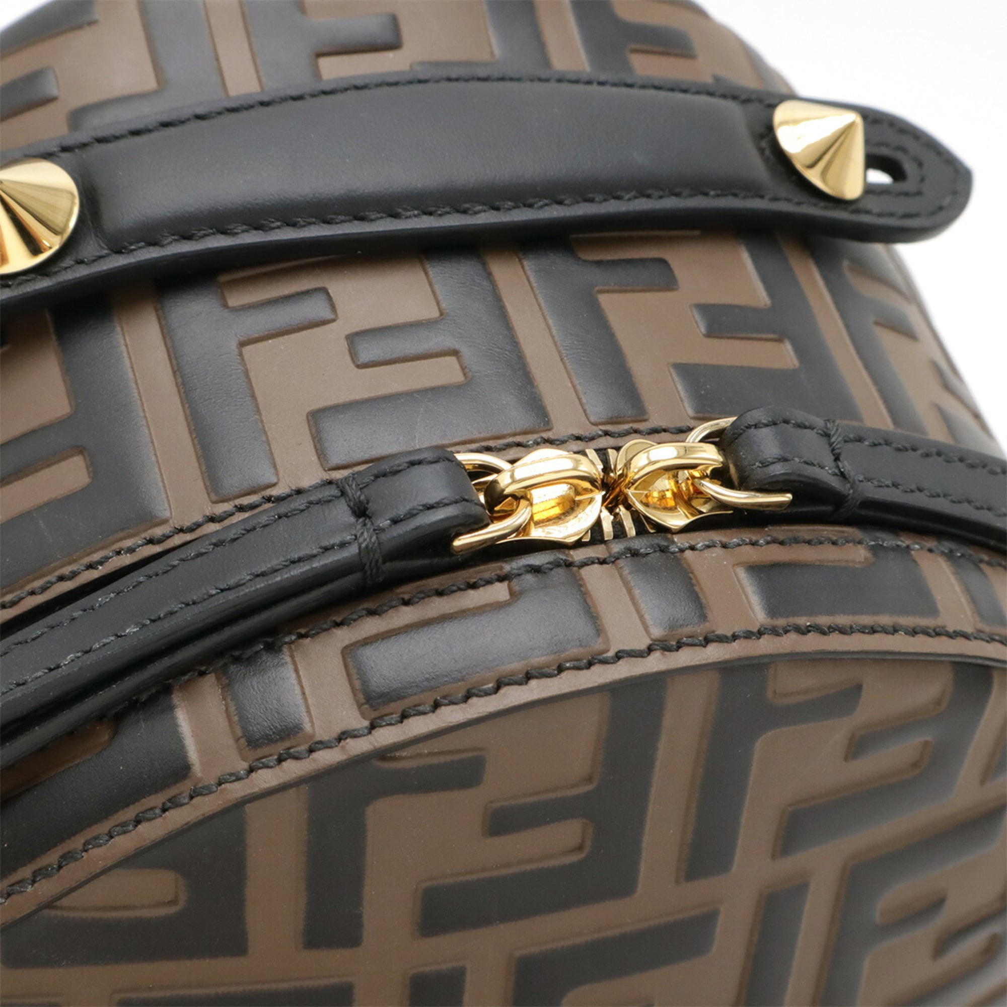 Fendi Black Brown Leather Backpack (Pre-Owned)