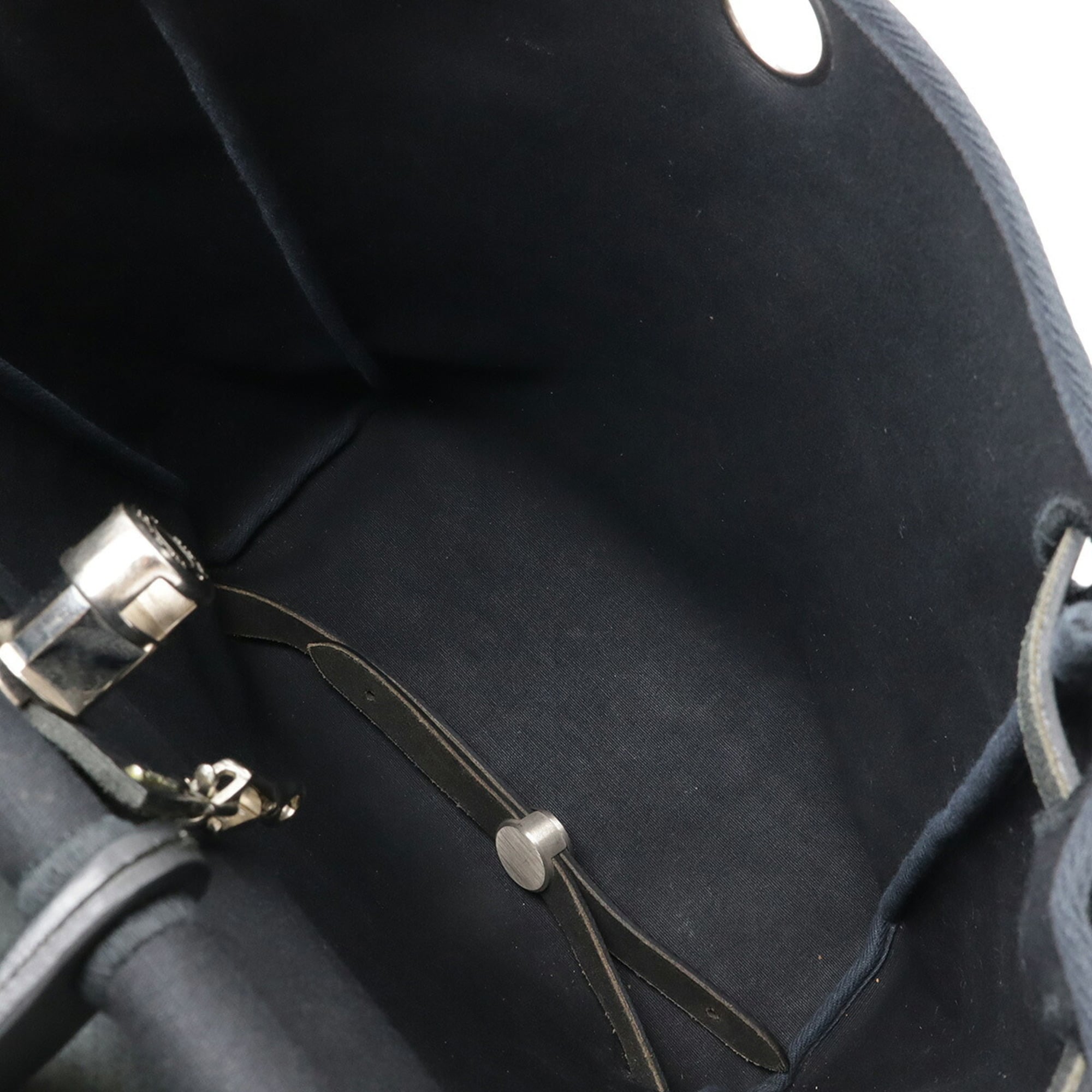 Hermes Her Bag Black Toile Officier Leather Backpack Handbag (Pre-Owned)