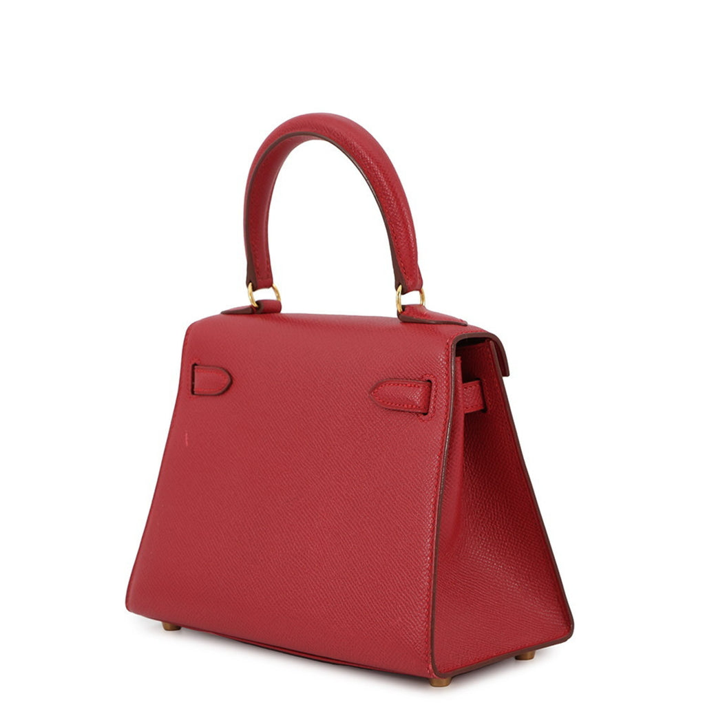 Hermes Kelly Rouge Vif Courchevel Leather Handbag (Pre-Owned)