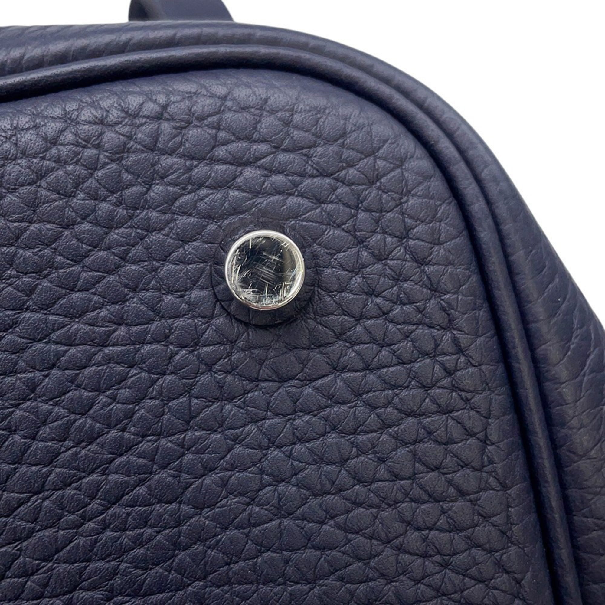 Hermes Picotin Blue Nuit Taurillon Clemence Leather Handbag (Pre-Owned)