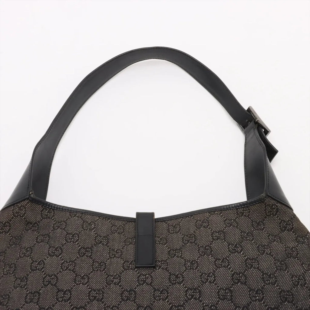 Gucci Black Leather Canvas Shoulder Bag (Pre-Owned)