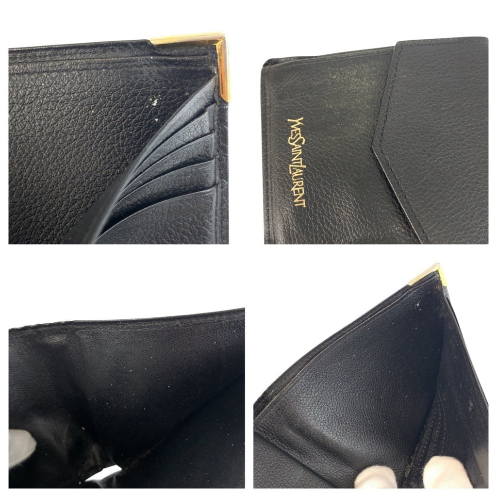 Yves Saint Laurent Black Leather Wallet (Bi-Fold) (Pre-Owned)