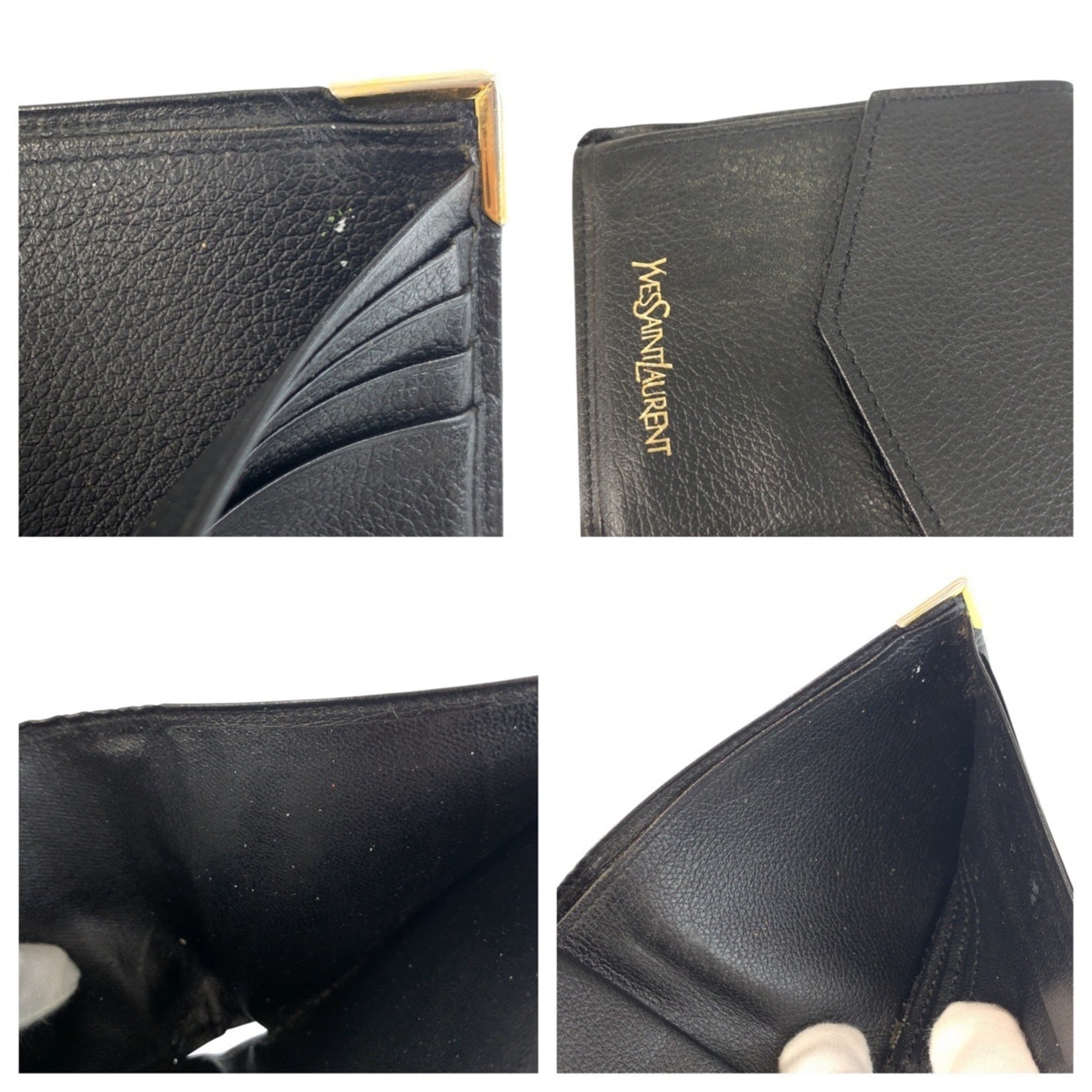 Yves Saint Laurent Black Leather Wallet (Bi-Fold) (Pre-Owned)