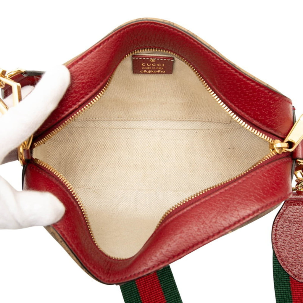 Gucci Brown Red Color Pvc Leather Shoulder Bag (Pre-Owned)