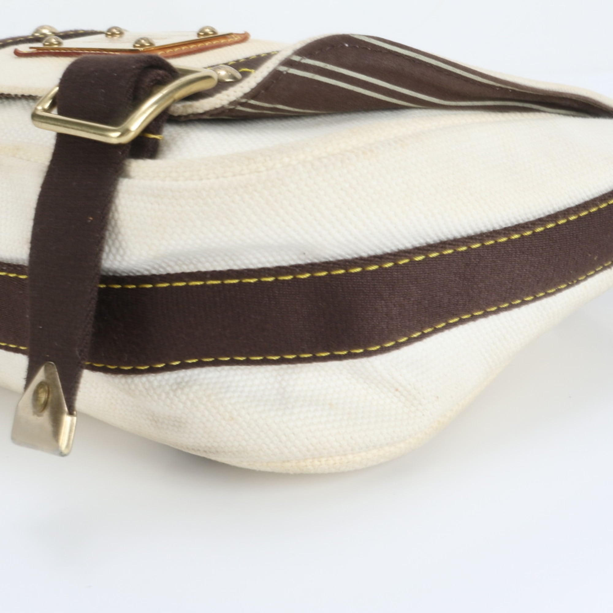 Louis Vuitton Ecru Leather Canvas Shoulder Bag (Pre-Owned)