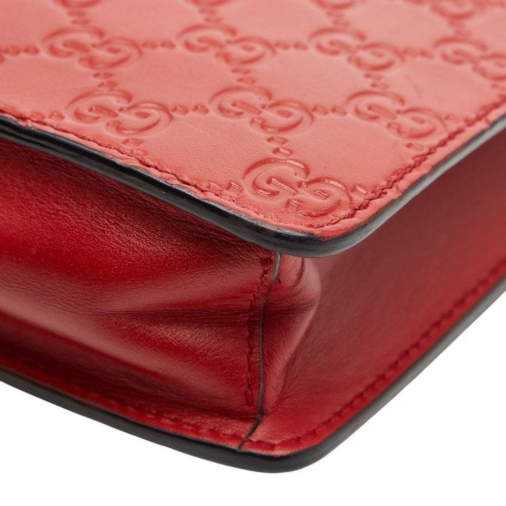 Gucci Red Color Leather Clutch Bag (Pre-Owned)