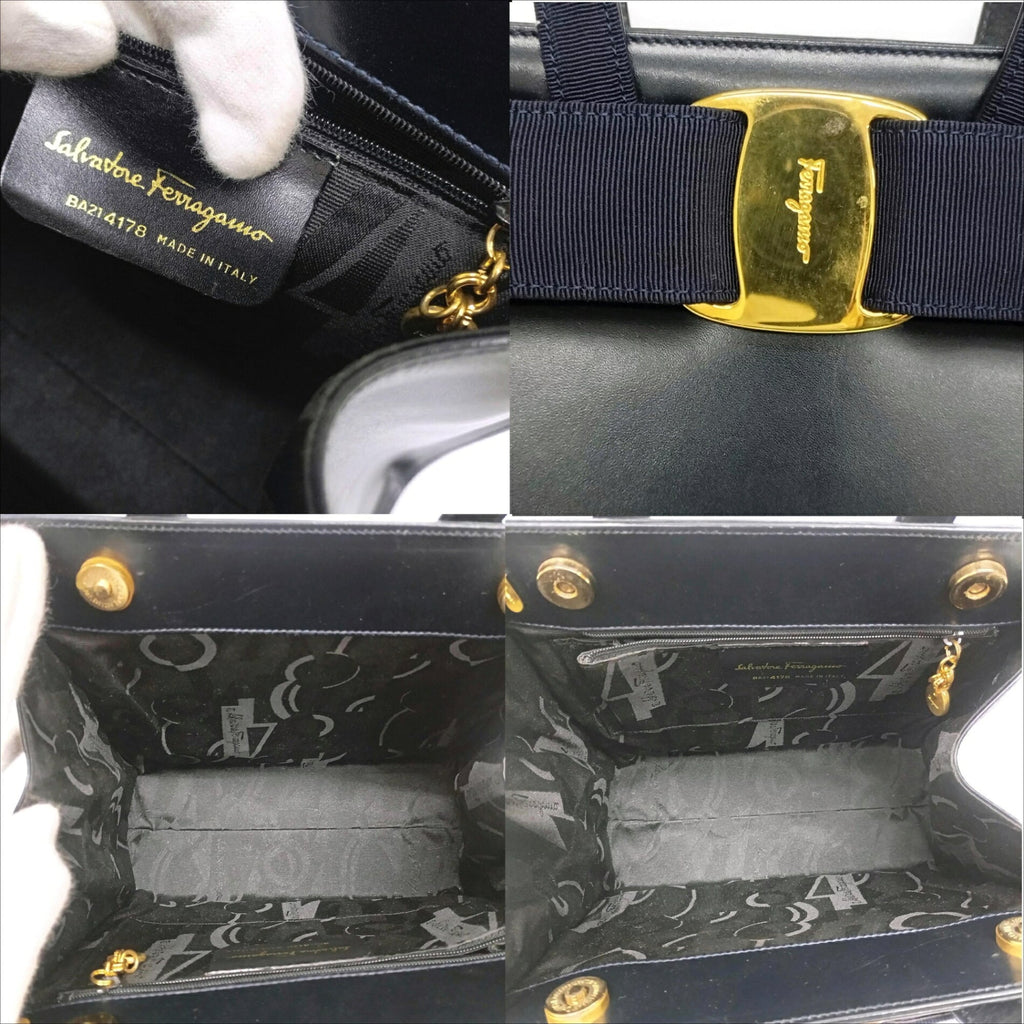 Salvatore Ferragamo Navy Leather Handbag (Pre-Owned)