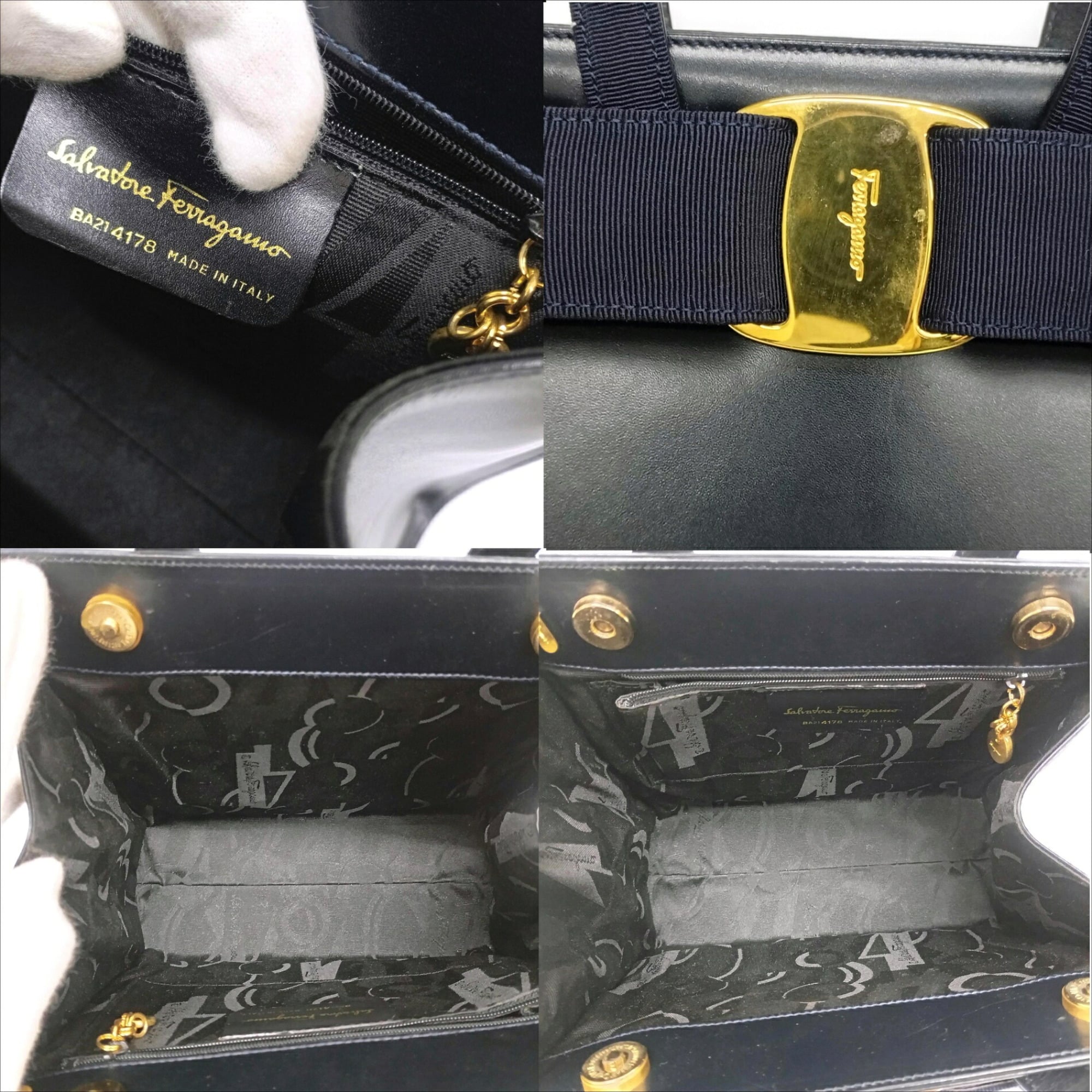 Salvatore Ferragamo Navy Leather Handbag (Pre-Owned)