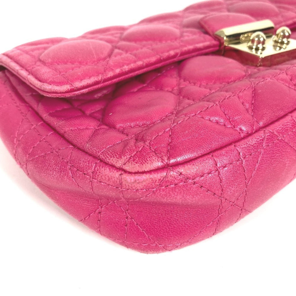 Christian Dior Pink Leather Clutch Bag Shoulder Bag (Pre-Owned)