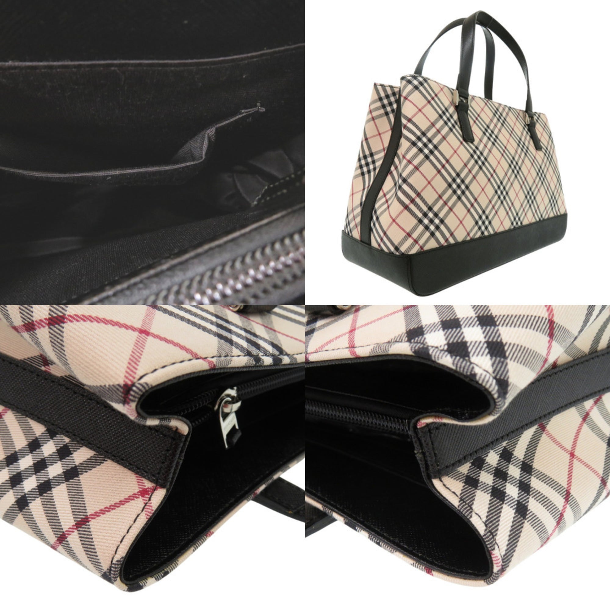 Burberry Beige Fabric Leather Handbag (Pre-Owned)