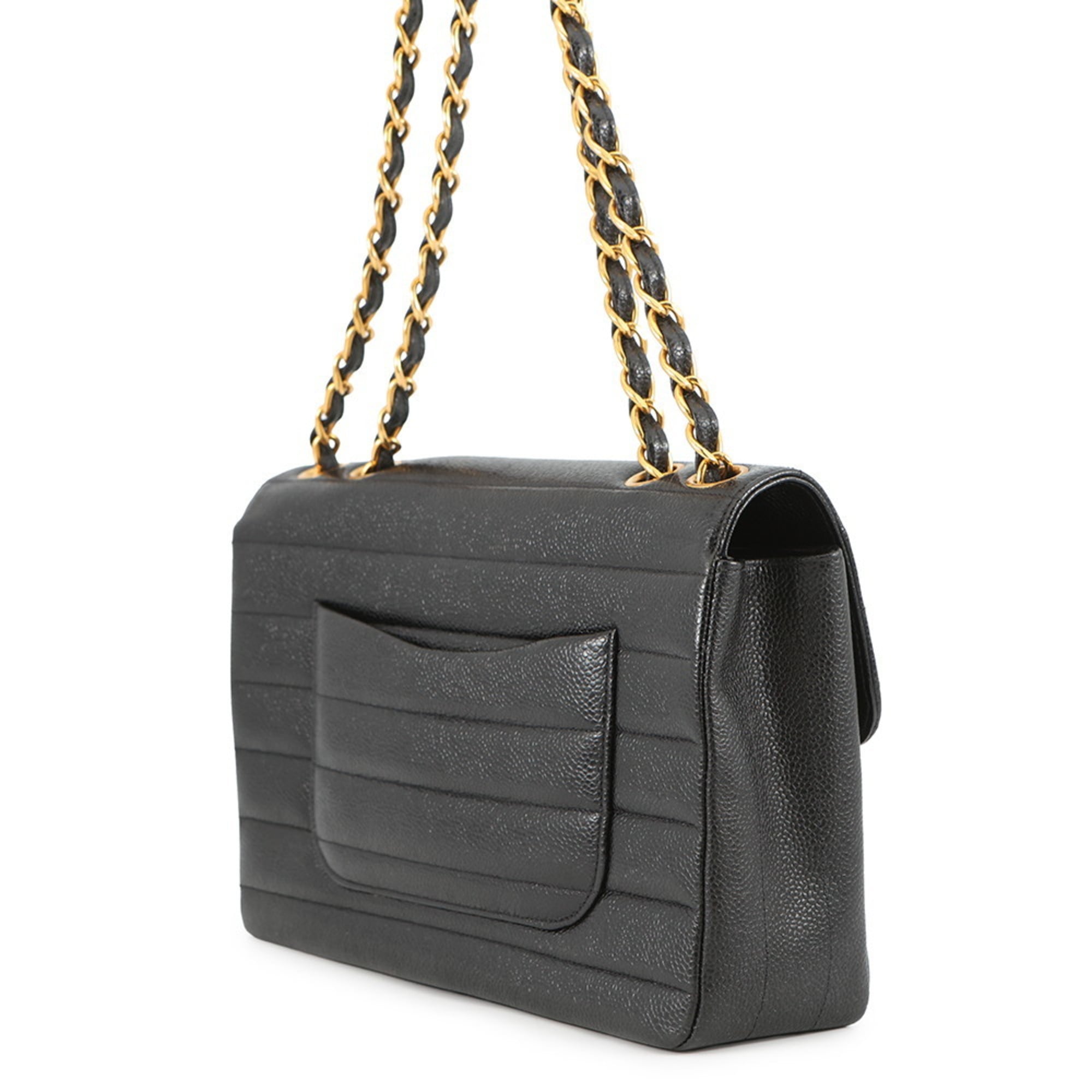 Chanel Black Grained Calfskin Shoulder Bag (Pre-Owned)