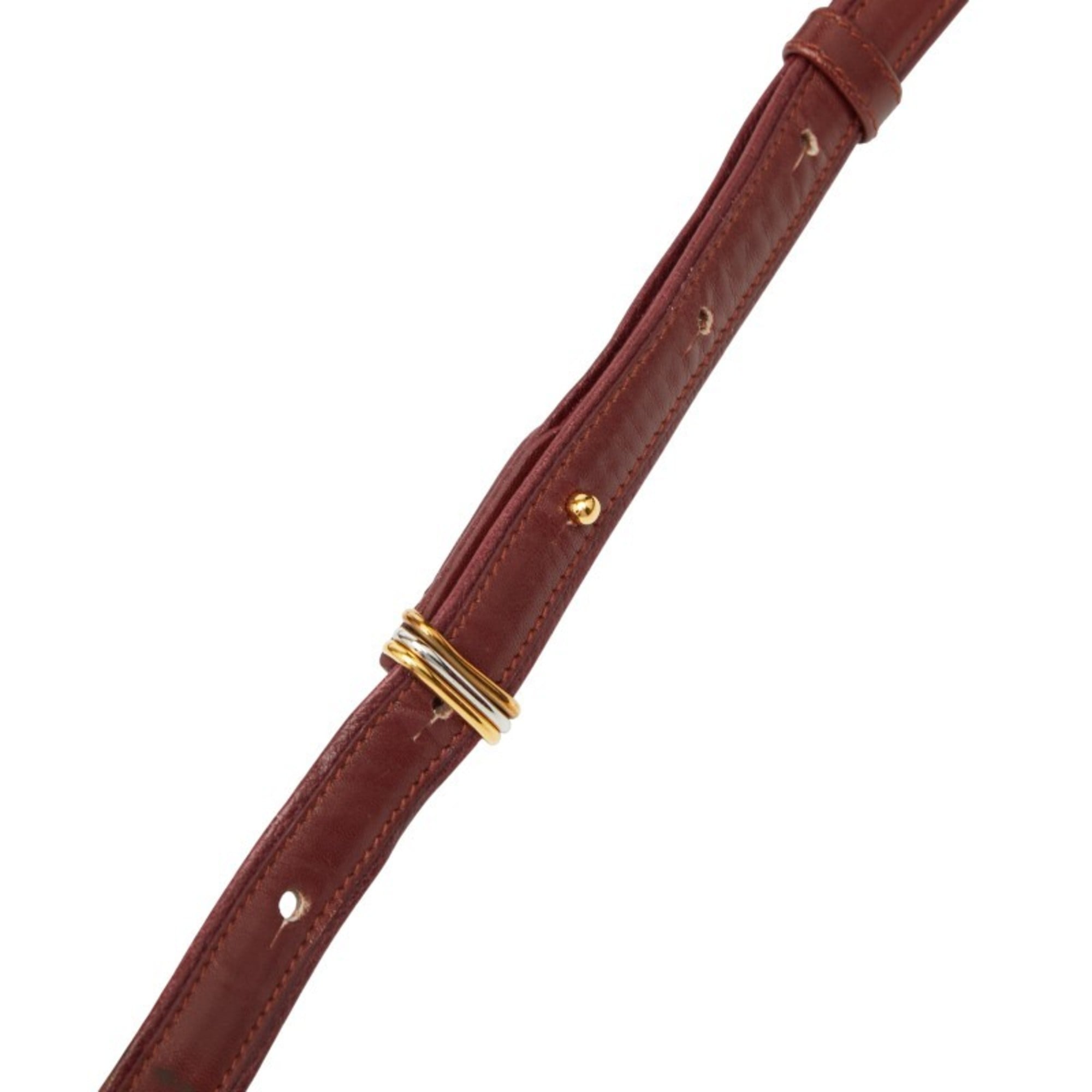 Cartier Bordeaux Wine Red Leather Shoulder Bag (Pre-Owned)