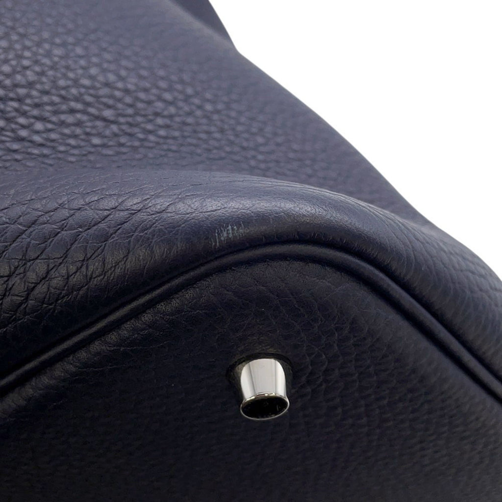 Hermes Picotin Blue Nuit Taurillon Clemence Leather Handbag (Pre-Owned)
