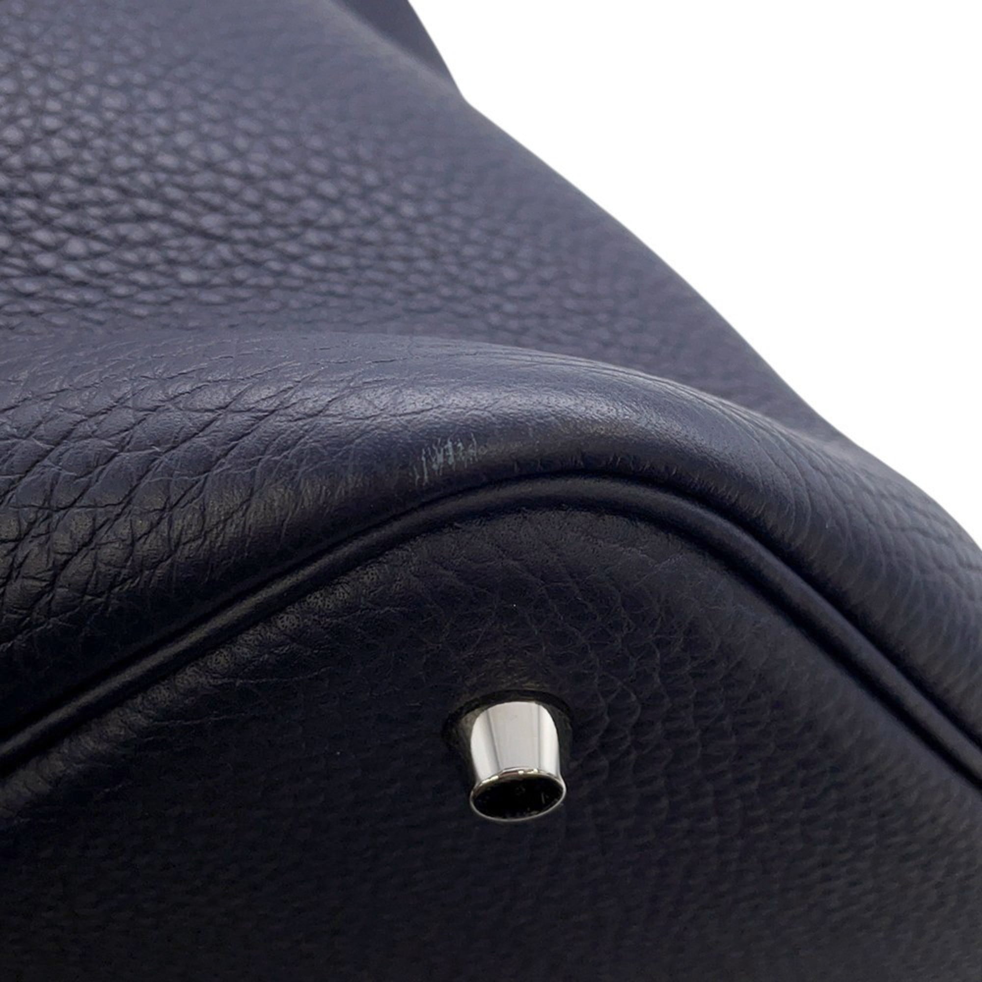 Hermes Picotin Blue Nuit Taurillon Clemence Leather Handbag (Pre-Owned)