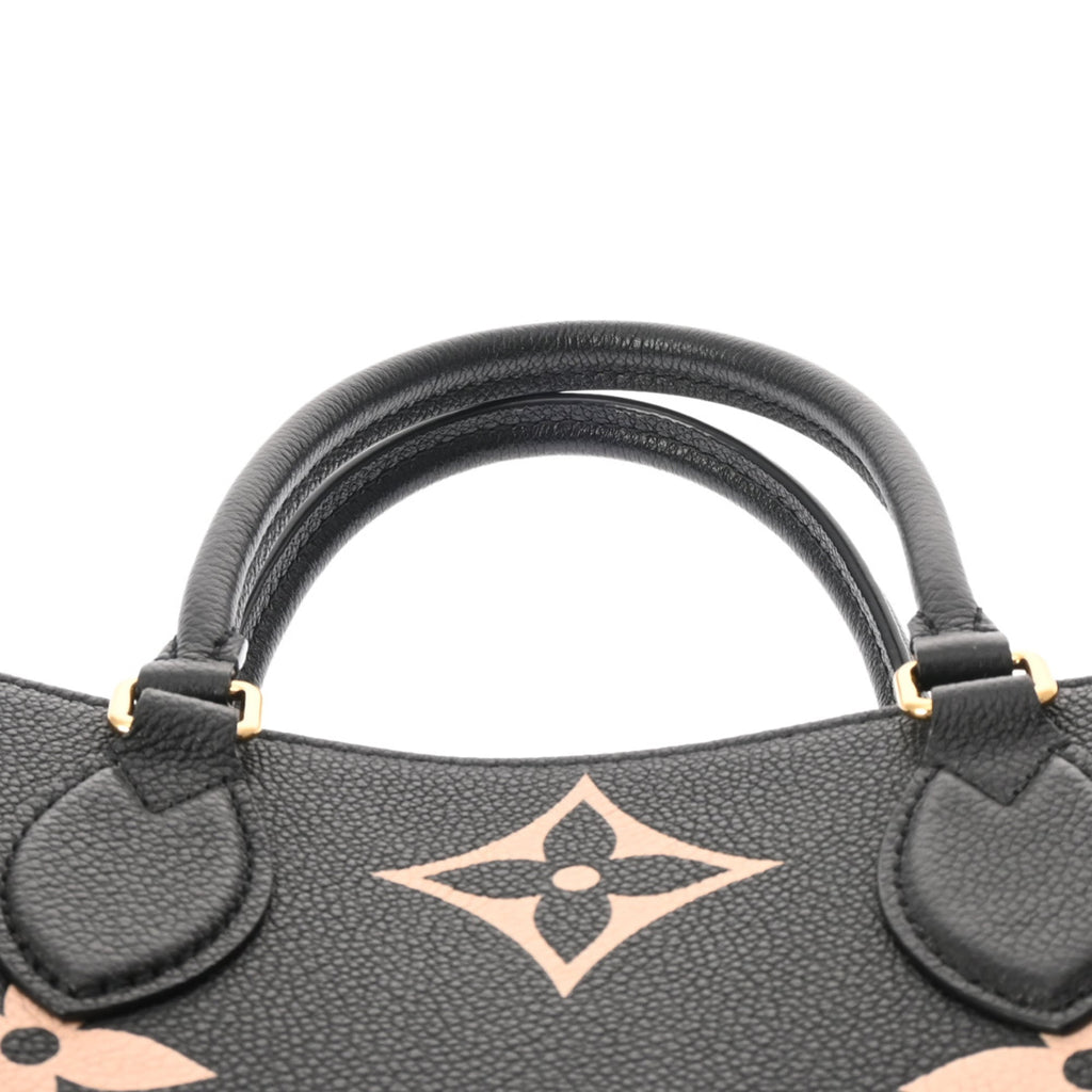 Louis Vuitton Beige Black Leather Handbag (Pre-Owned)