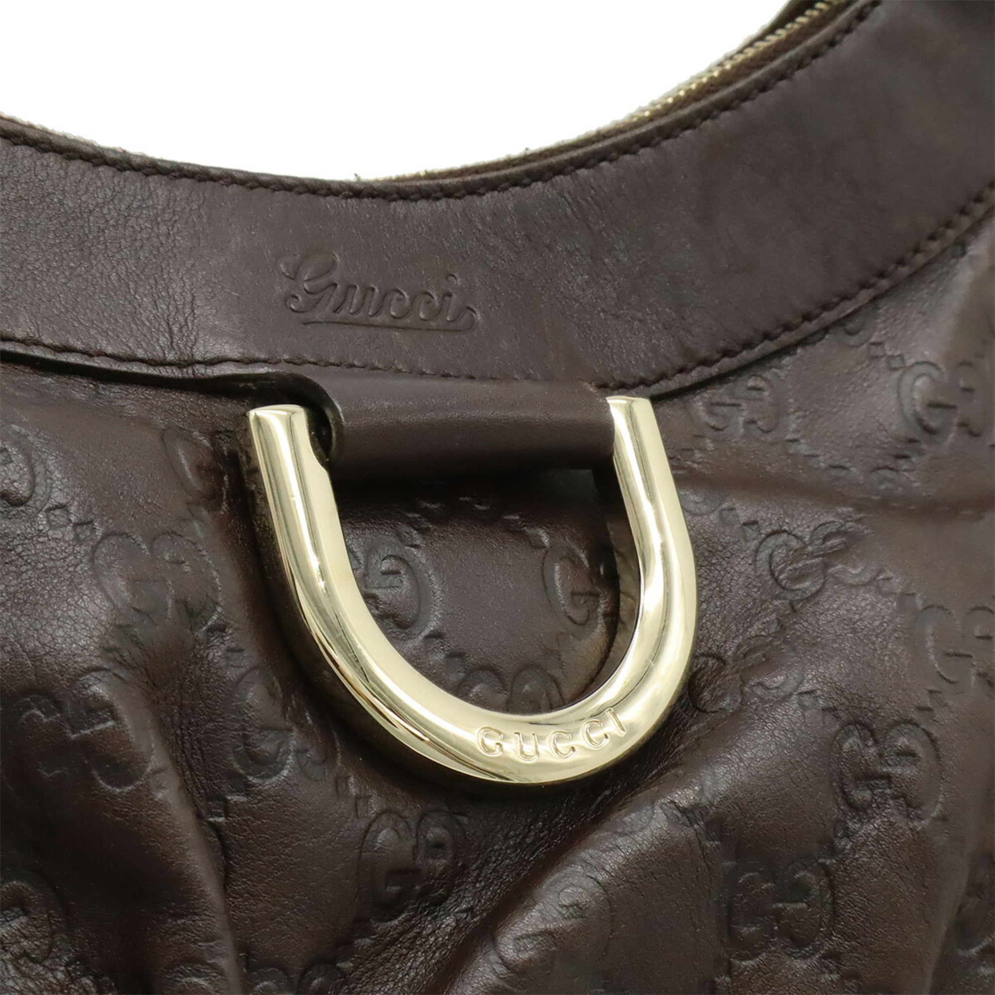 Gucci Abbey Dark Brown Gg Leather Shoulder Bag (Pre-Owned)