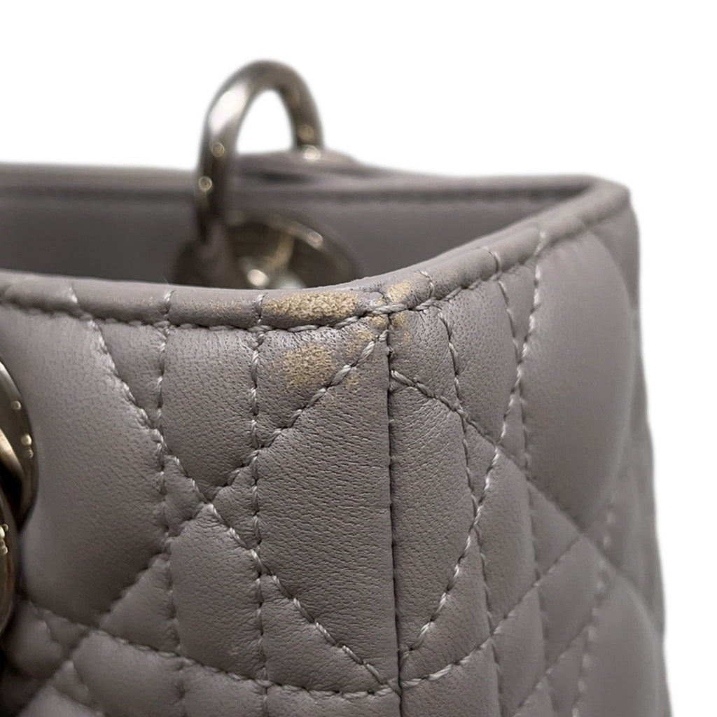 Christian Dior Lady Dior Gray Leather Handbag (Pre-Owned)