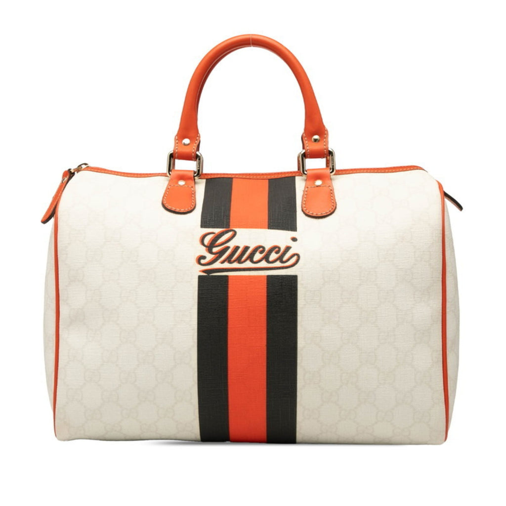 Gucci Black Orange White Pvc Leather Handbag (Pre-Owned)