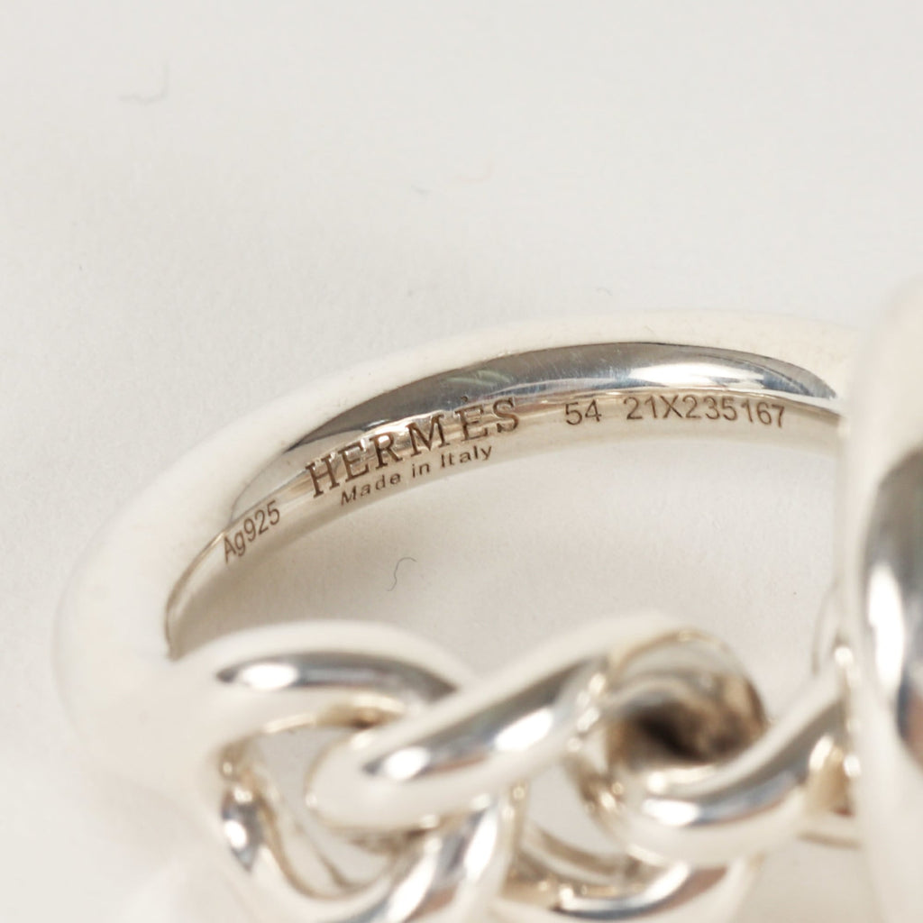 Hermes Silver Silver 925 Band Ring (Pre-Owned)