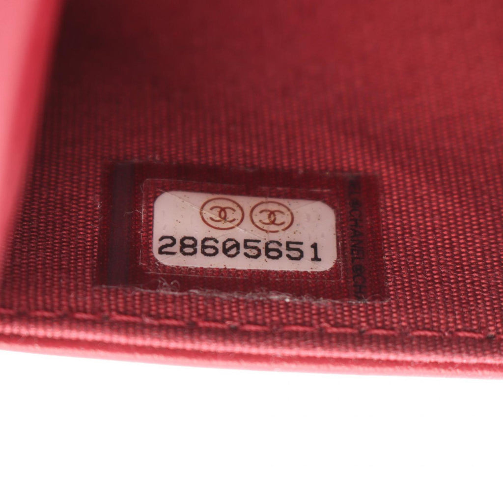 Chanel Red Color Grained Calfskin Shoulder Bag (Pre-Owned)