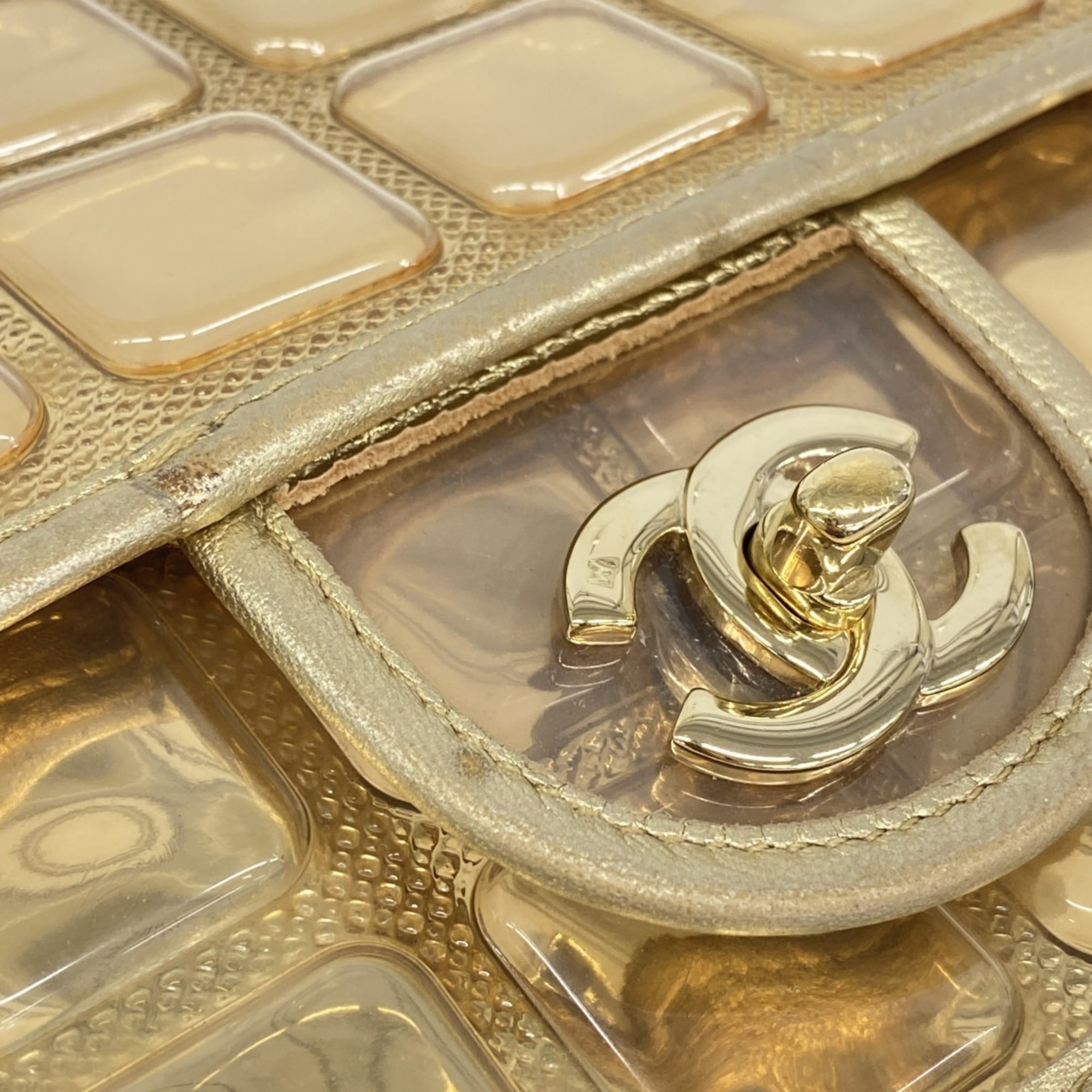 Chanel Champagne Champagne Gold Leather Vinyl Shoulder Bag (Pre-Owned)