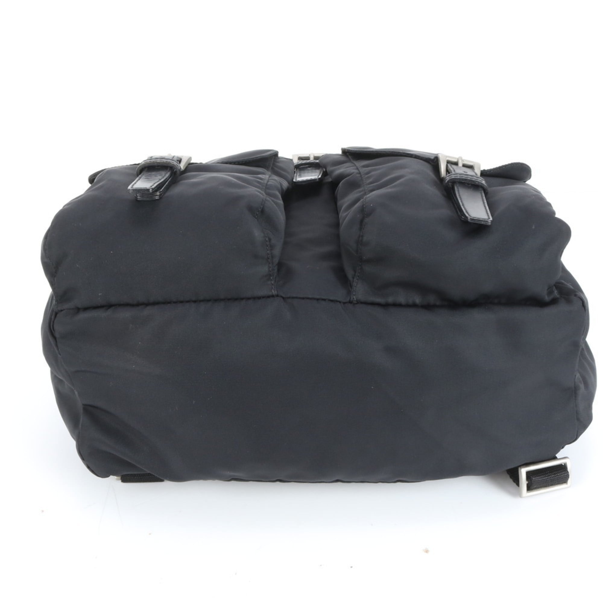 Prada Black Leather Nylon Backpack Shoulder Bag (Pre-Owned)